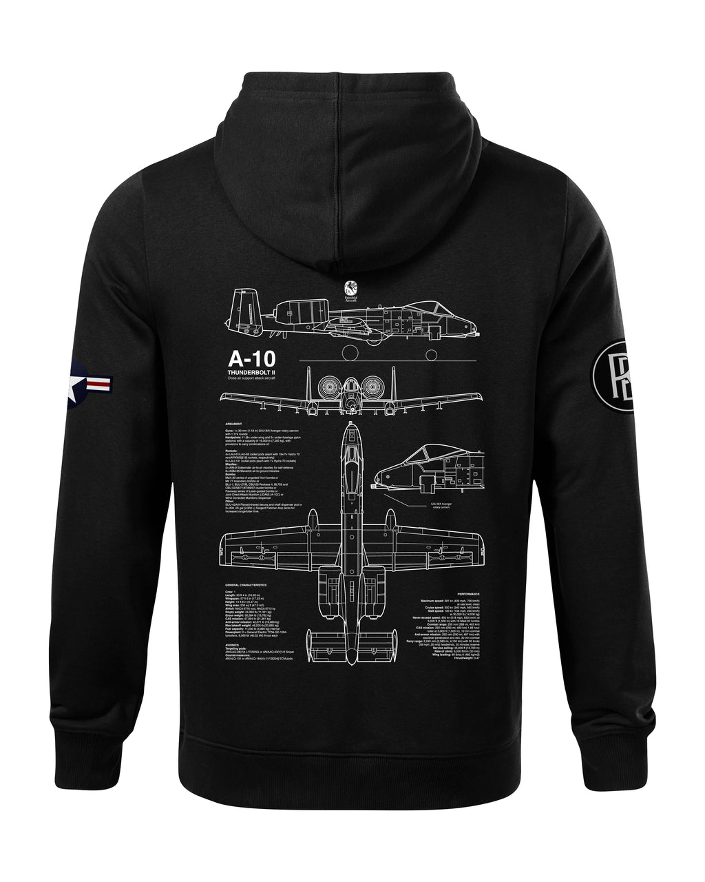 A-10 Thunderbolt Bluza z kapturem 320g czarna/szara