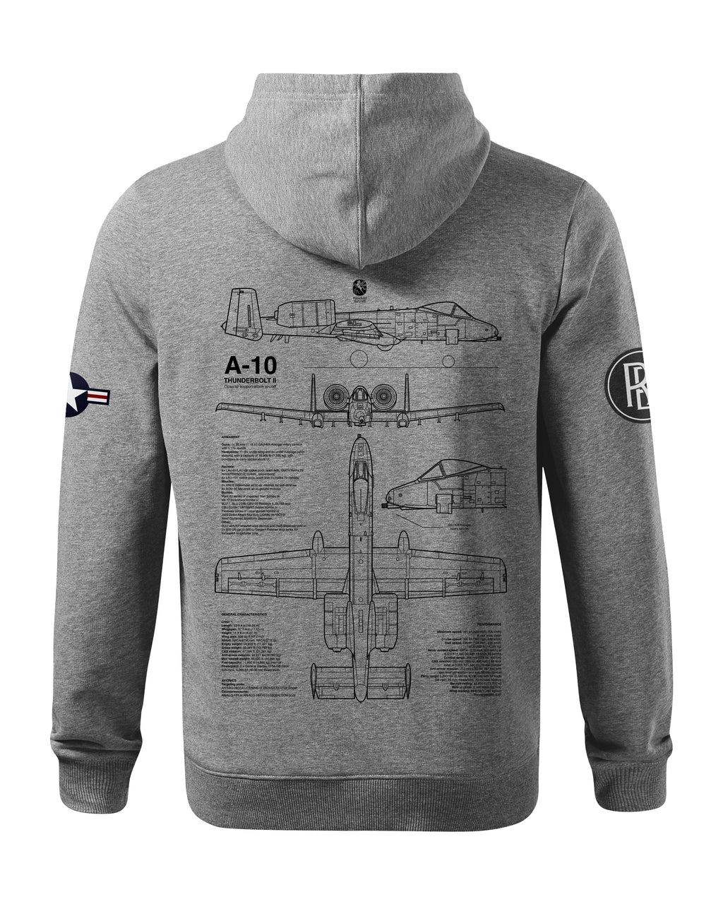 A-10 Thunderbolt Bluza z kapturem 320g czarna/szara