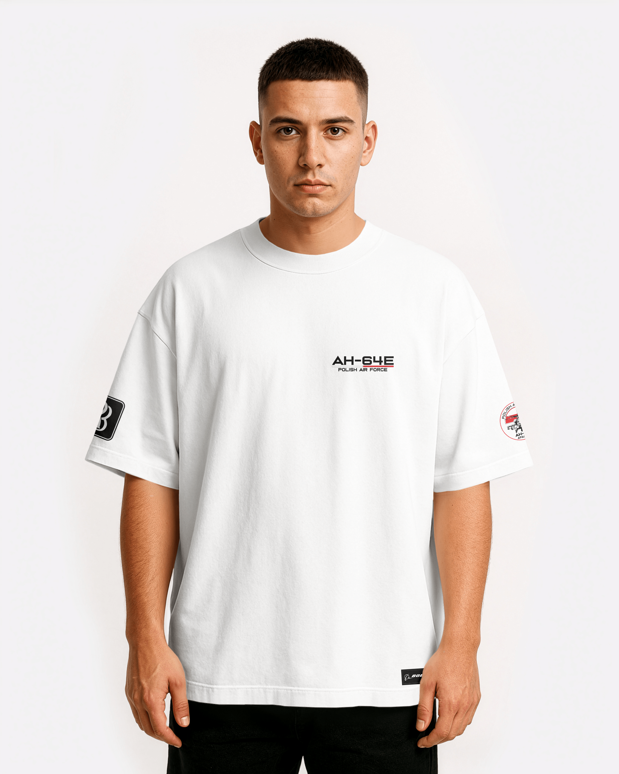 AH-64E Apache Oversize T-shirt Unisex White/Black