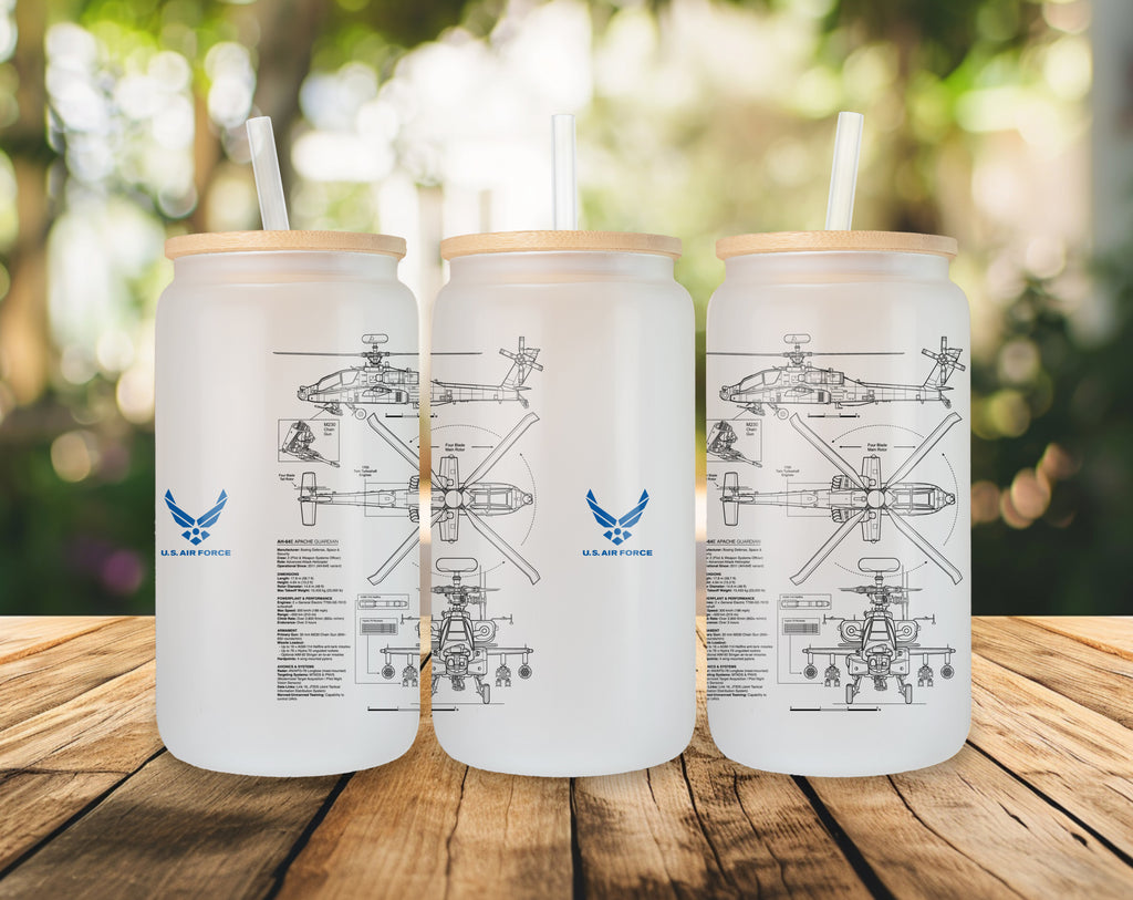 AH-64E Apache Szklanka z pokrywką i słomką 500 ml