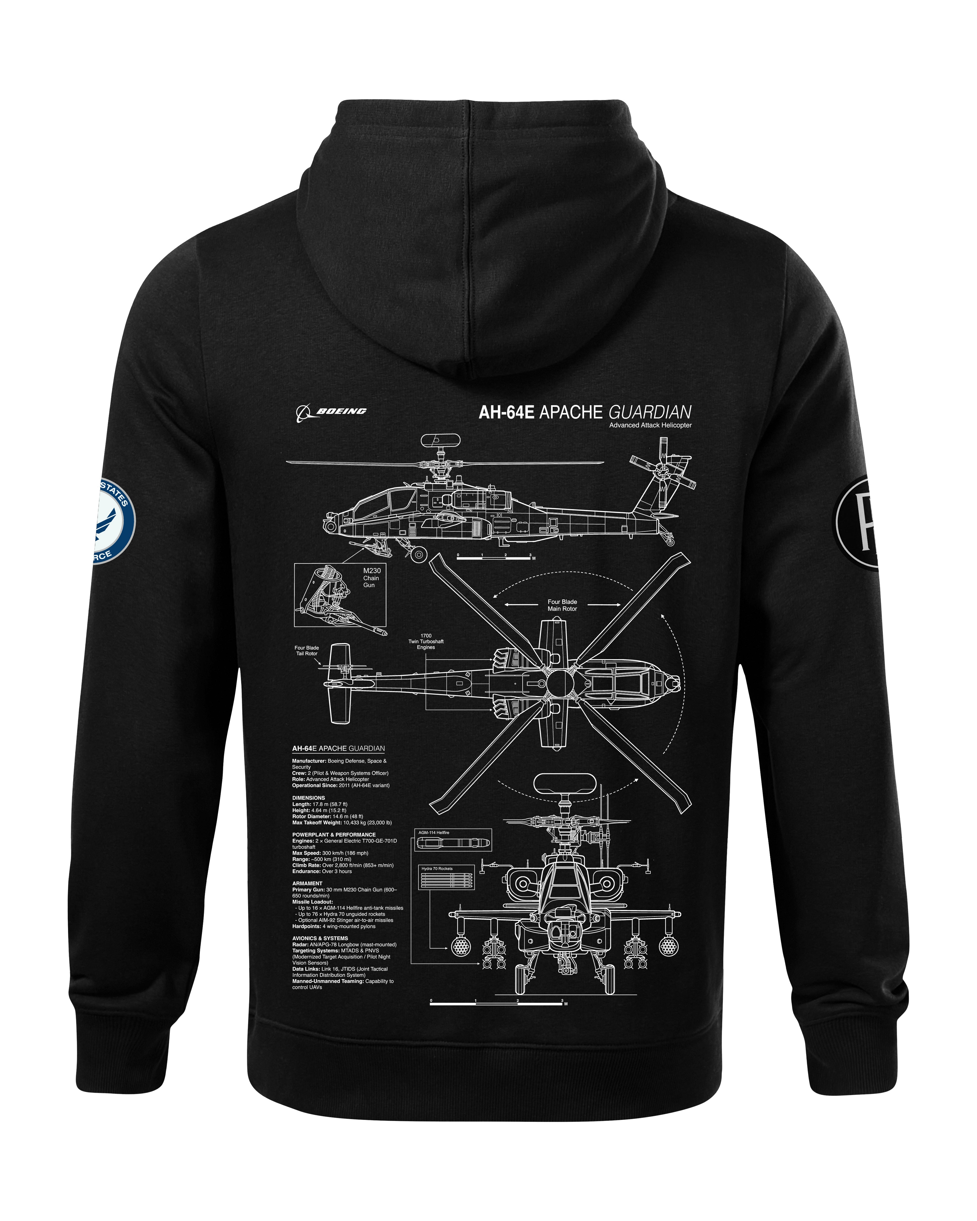 AH-64E Apache Hoodie 320g Black/Grey
