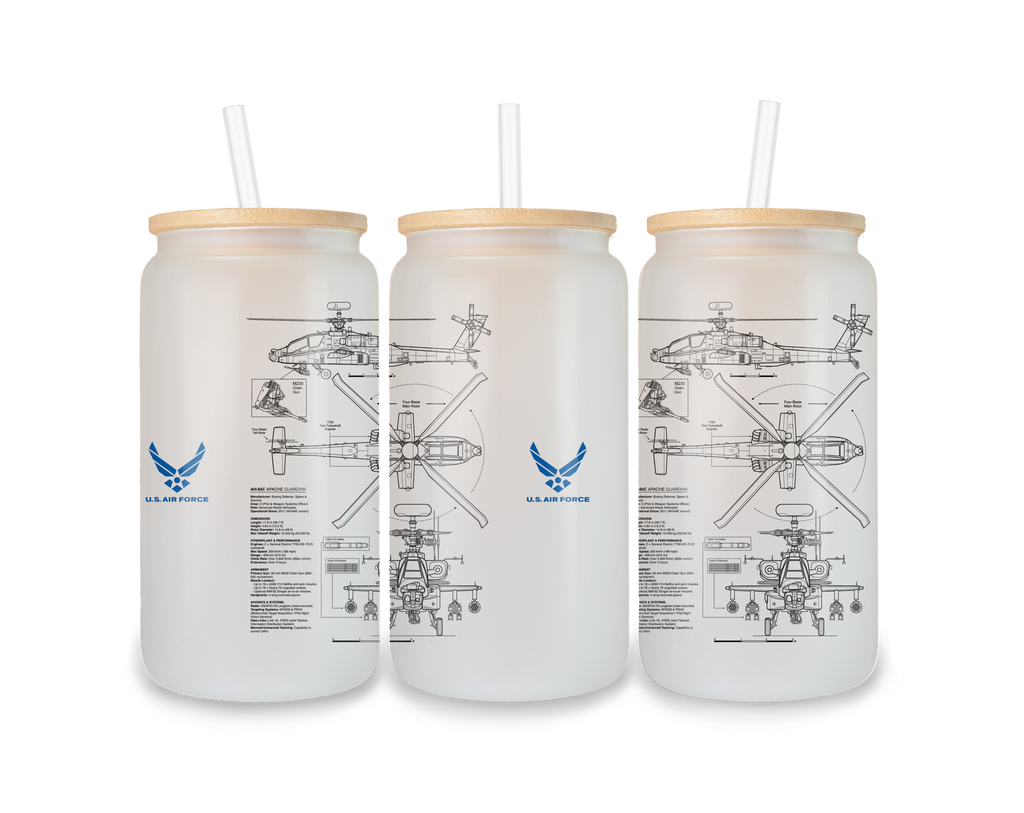 AH-64E Apache Szklanka z pokrywką i słomką 500 ml