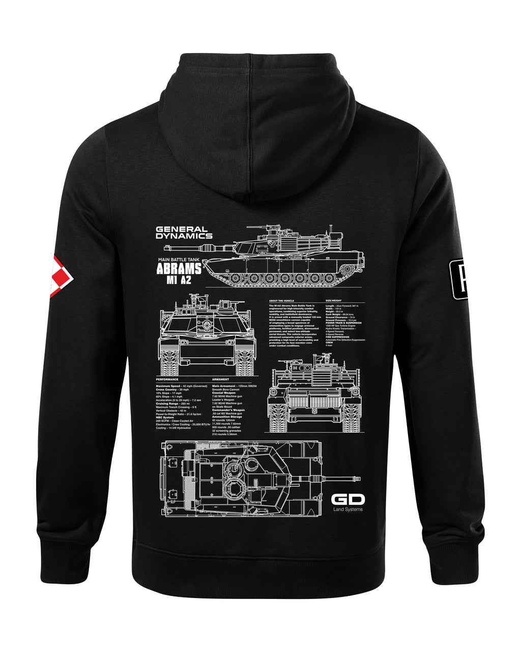 Abrams M1A2 PL Bluza z kapturem 320g czarna/szara