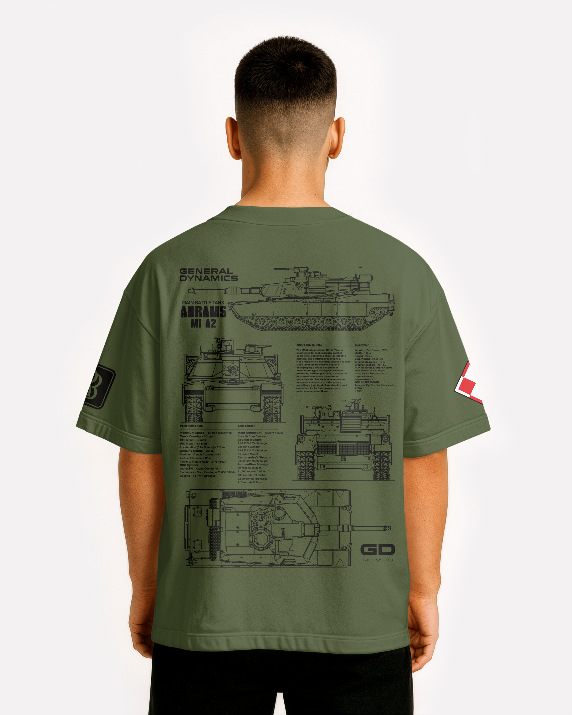 Abrams M1A2 PL Oversize T-shirt Unisex White/Black