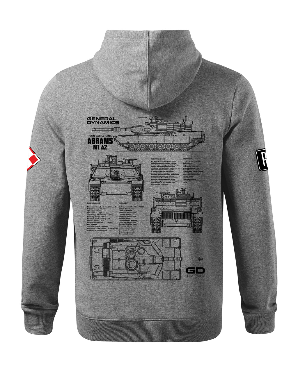 Abrams M1A2 PL Bluza z kapturem 320g czarna/szara