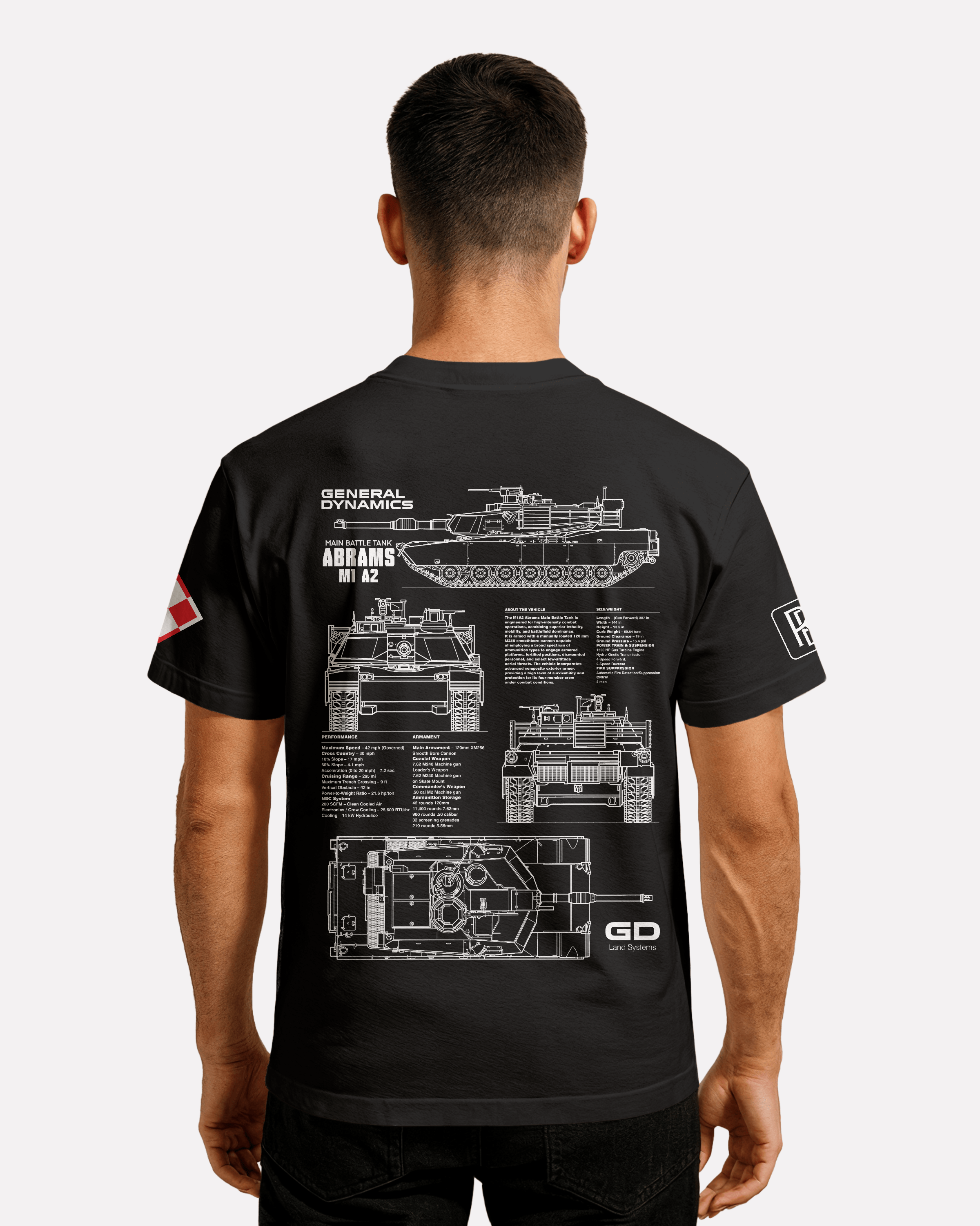 Abrams M1A2 PL Classic Unisex T-shirt White/Black