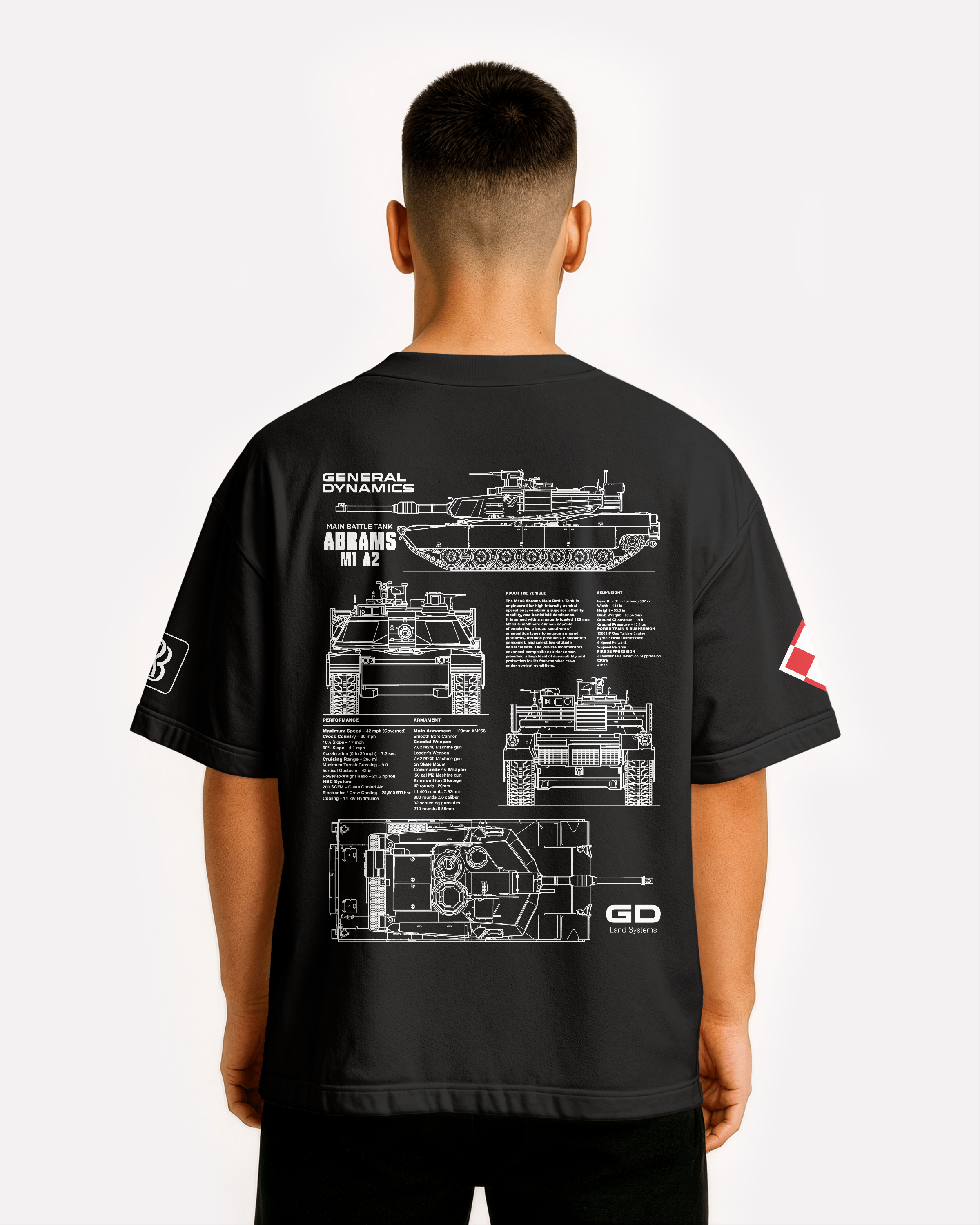 Abrams M1A2 PL Oversize T-shirt Unisex White/Black