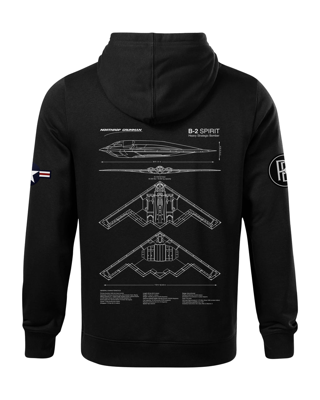 B-2 Spirit Hoodie 320g Black/Grey