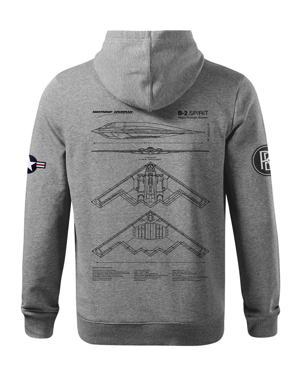 B-2 Spirit Hoodie 320g Black/Grey