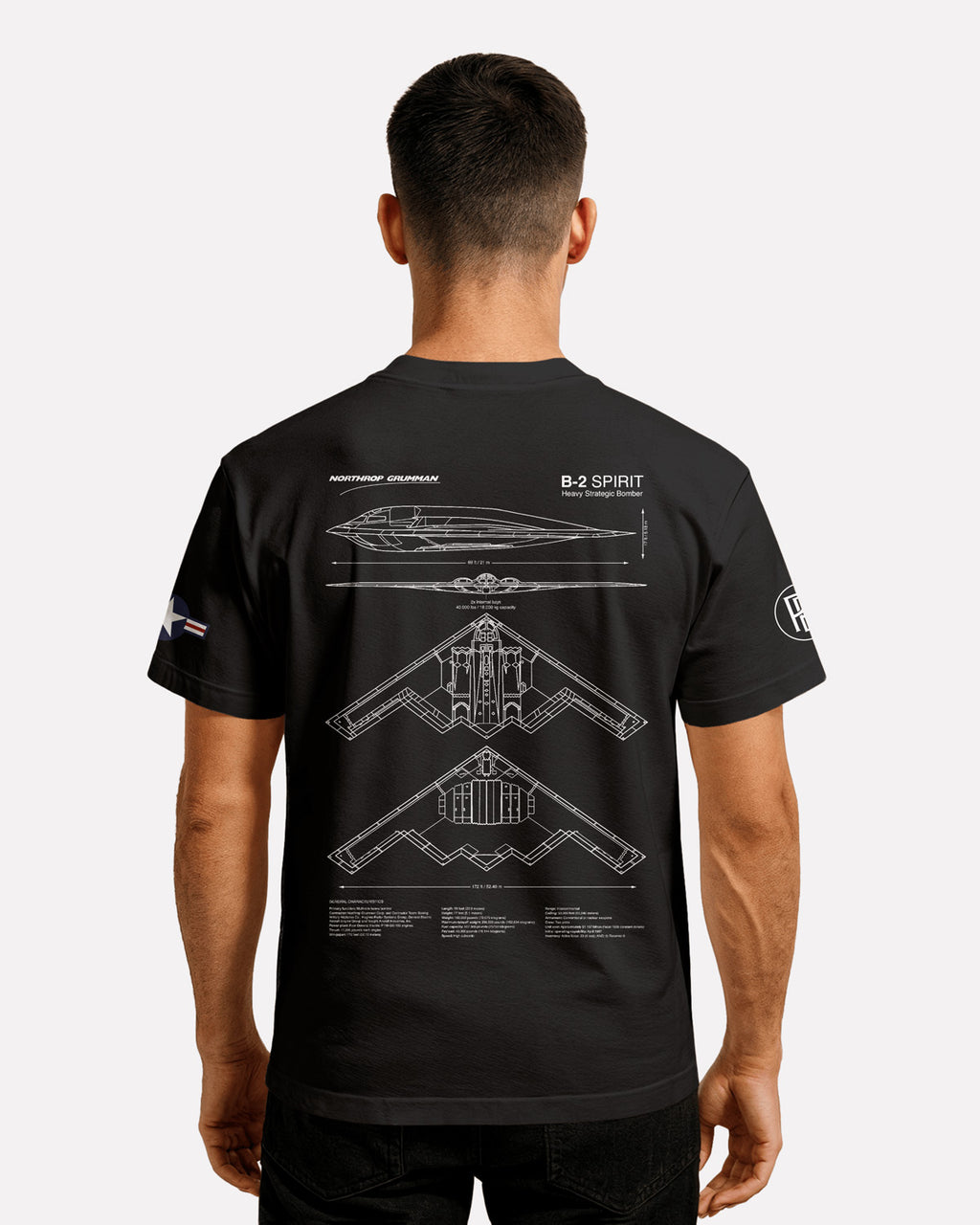 B-2  T-shirt Classic Unisex biała/czarna