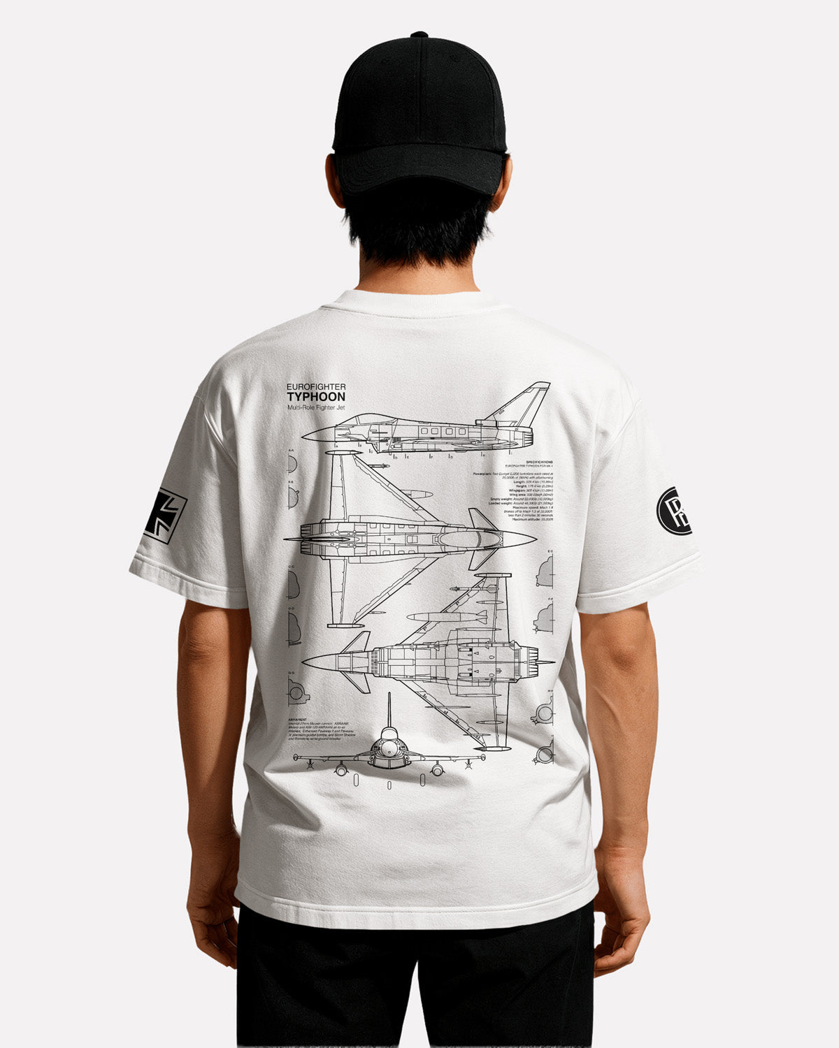 Eurofighter Typhoon Luftwaffe T-shirt Classic Unisex biała/czarna
