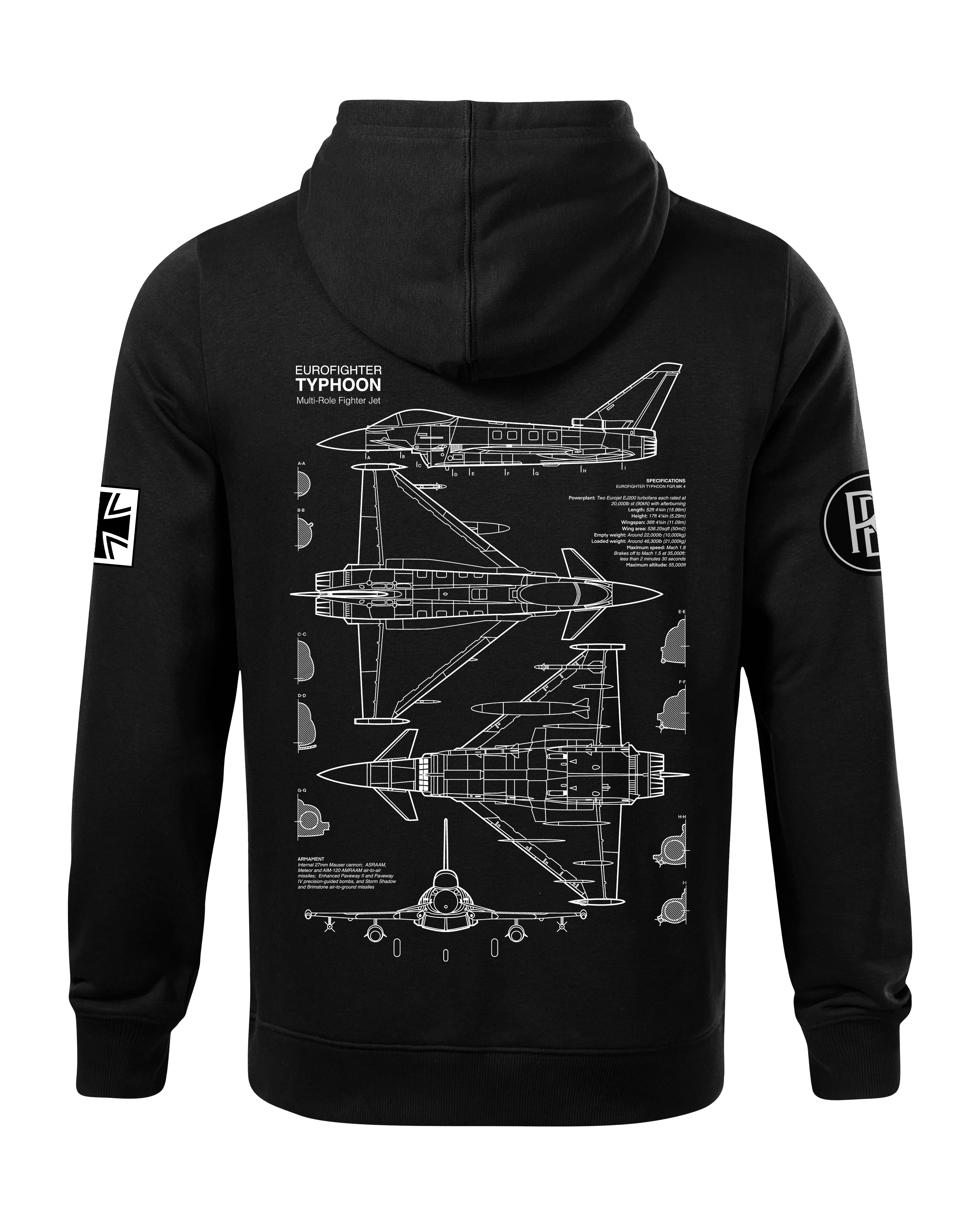 Eurofighter Typhoon Luftwaffe Hoodie 320g Black/Grey