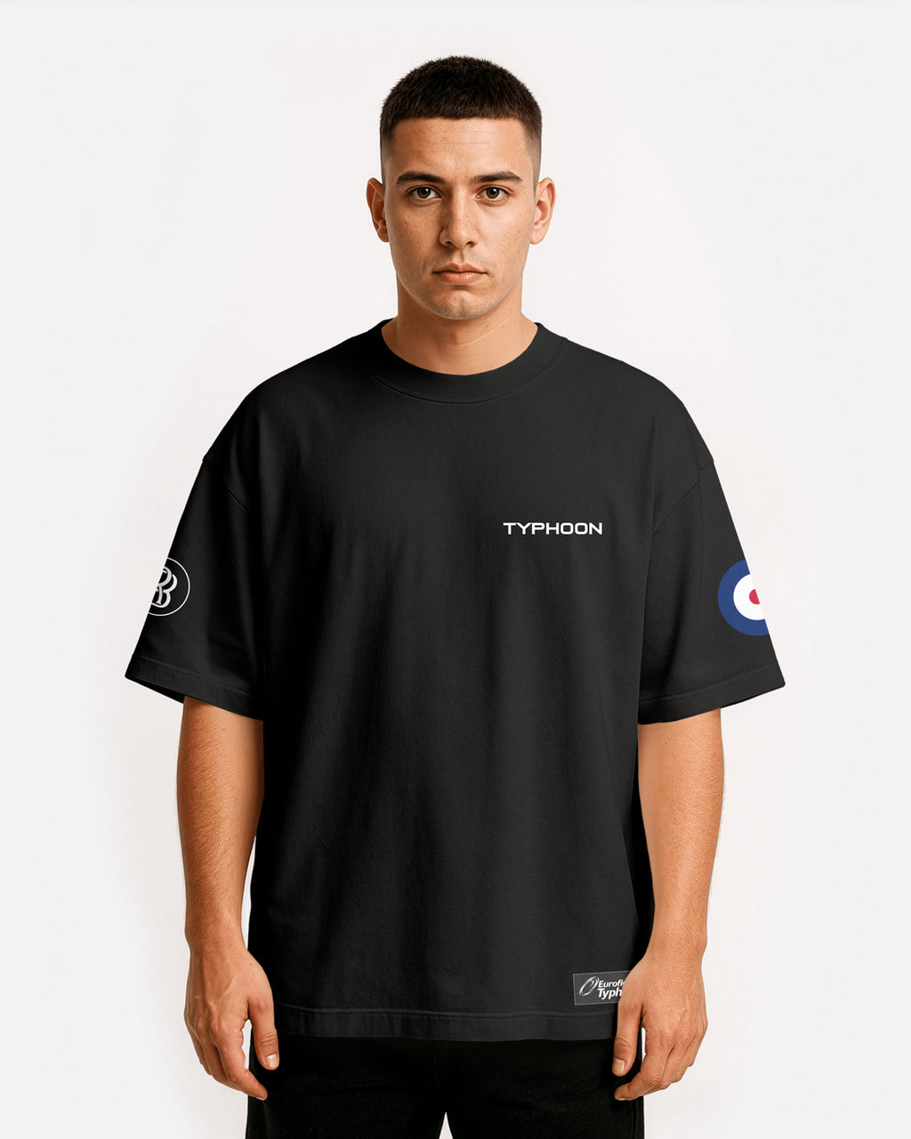 Eurofighter Typhoon RAF Oversize T-shirt Unisex biała/czarna