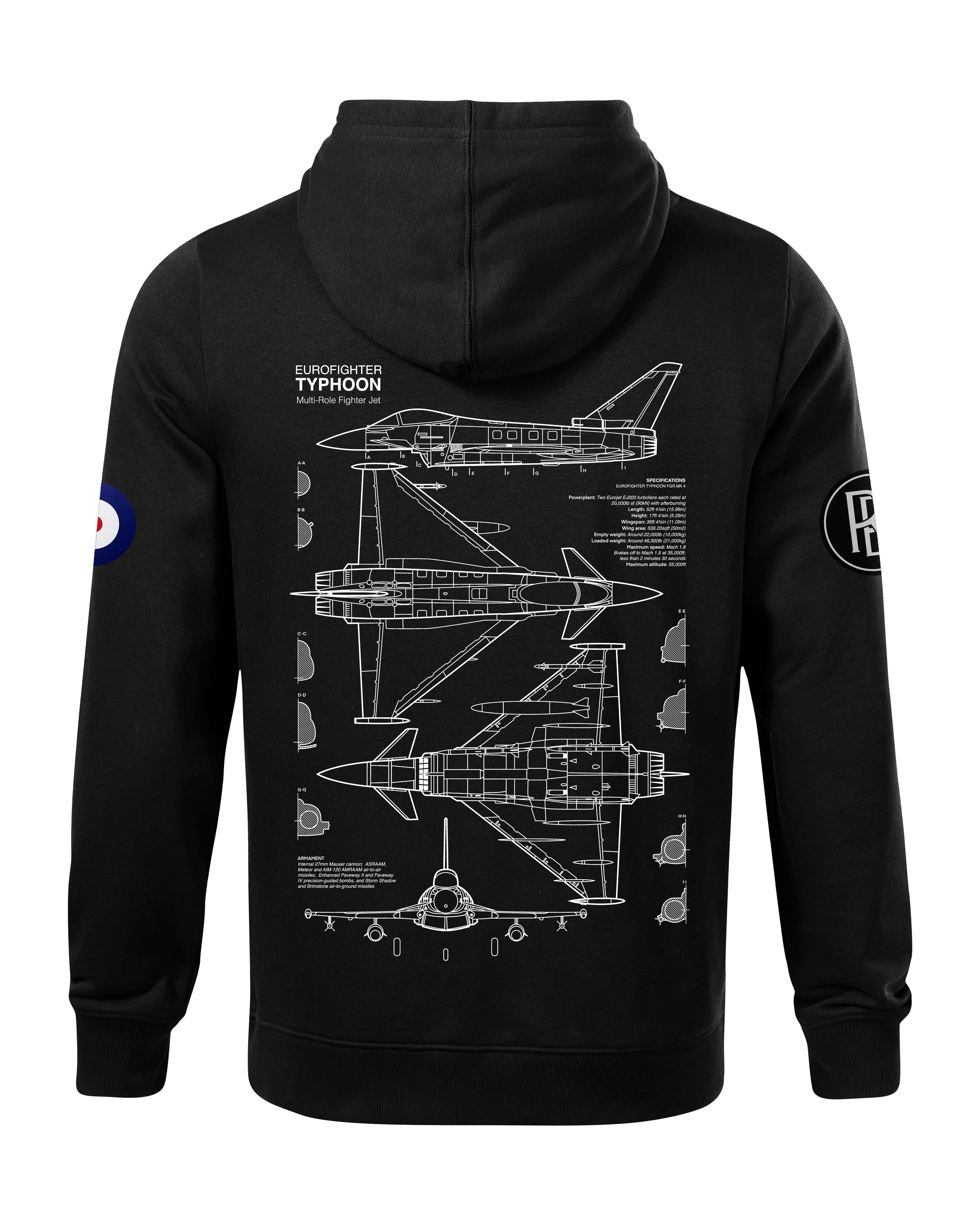 Eurofighter Typhoon RAF Hoodie 320g Black/Grey