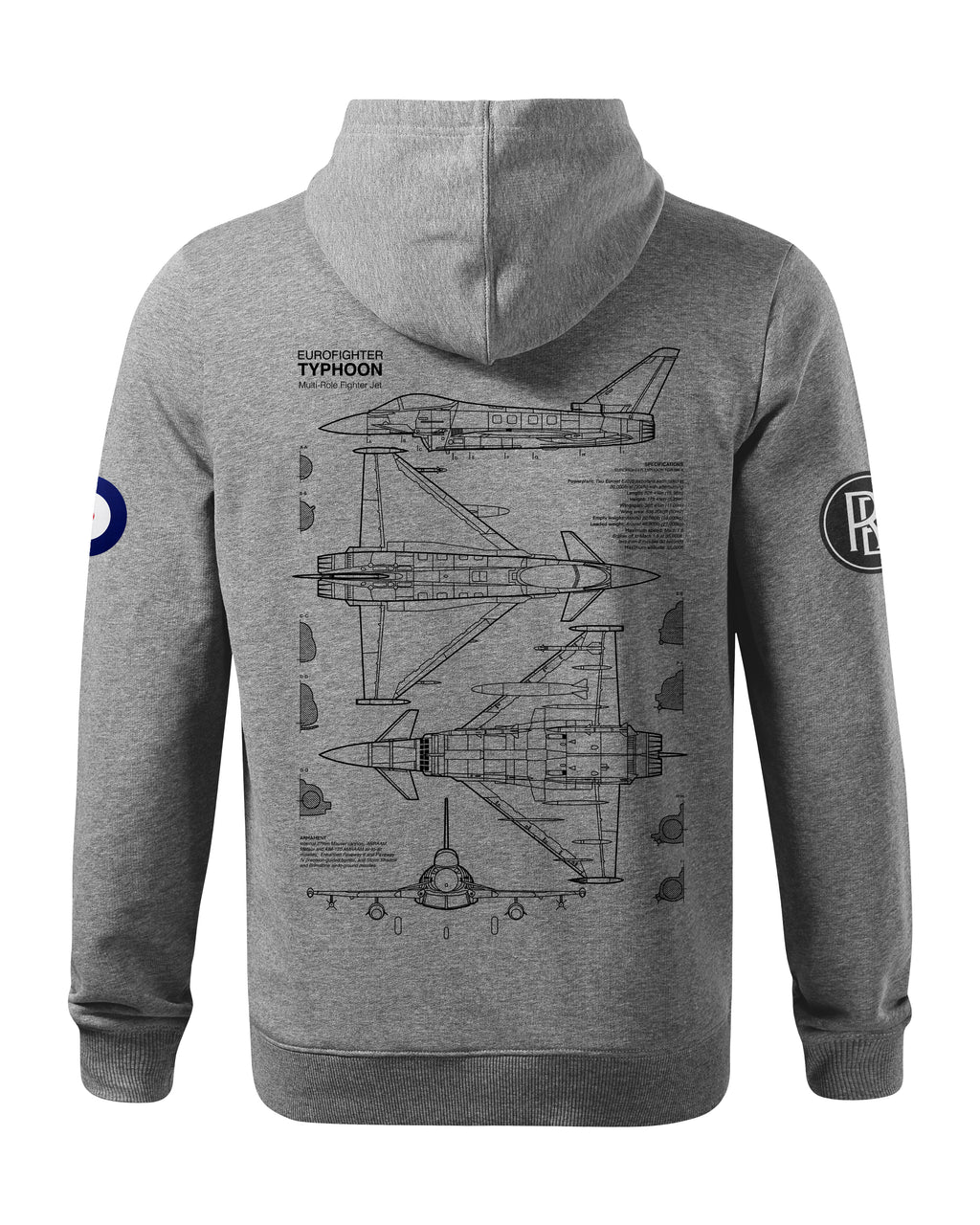 Eurofighter Typhoon RAF Bluza z kapturem 320g czarna/szara