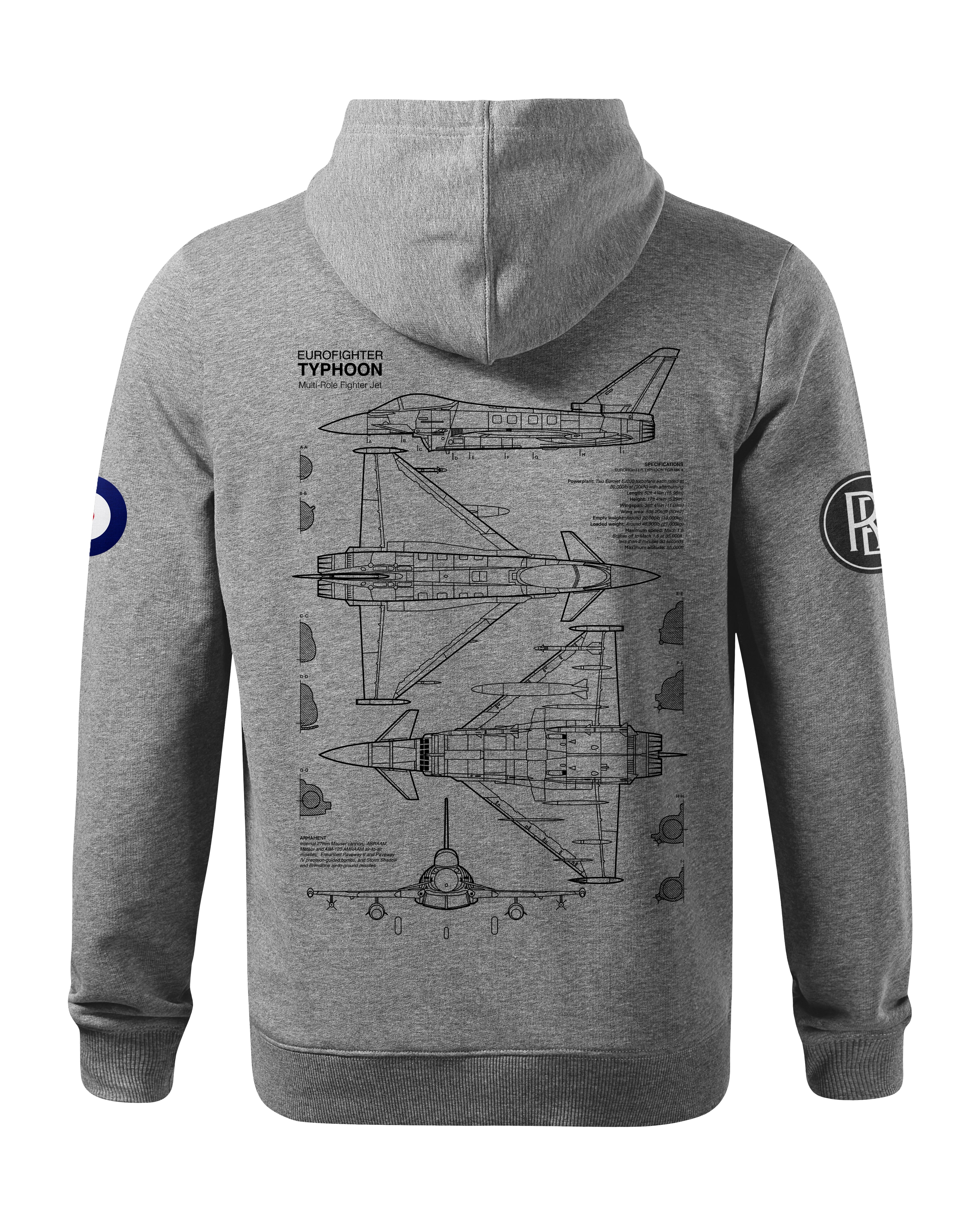 Eurofighter Typhoon RAF Hoodie 320g Black/Grey