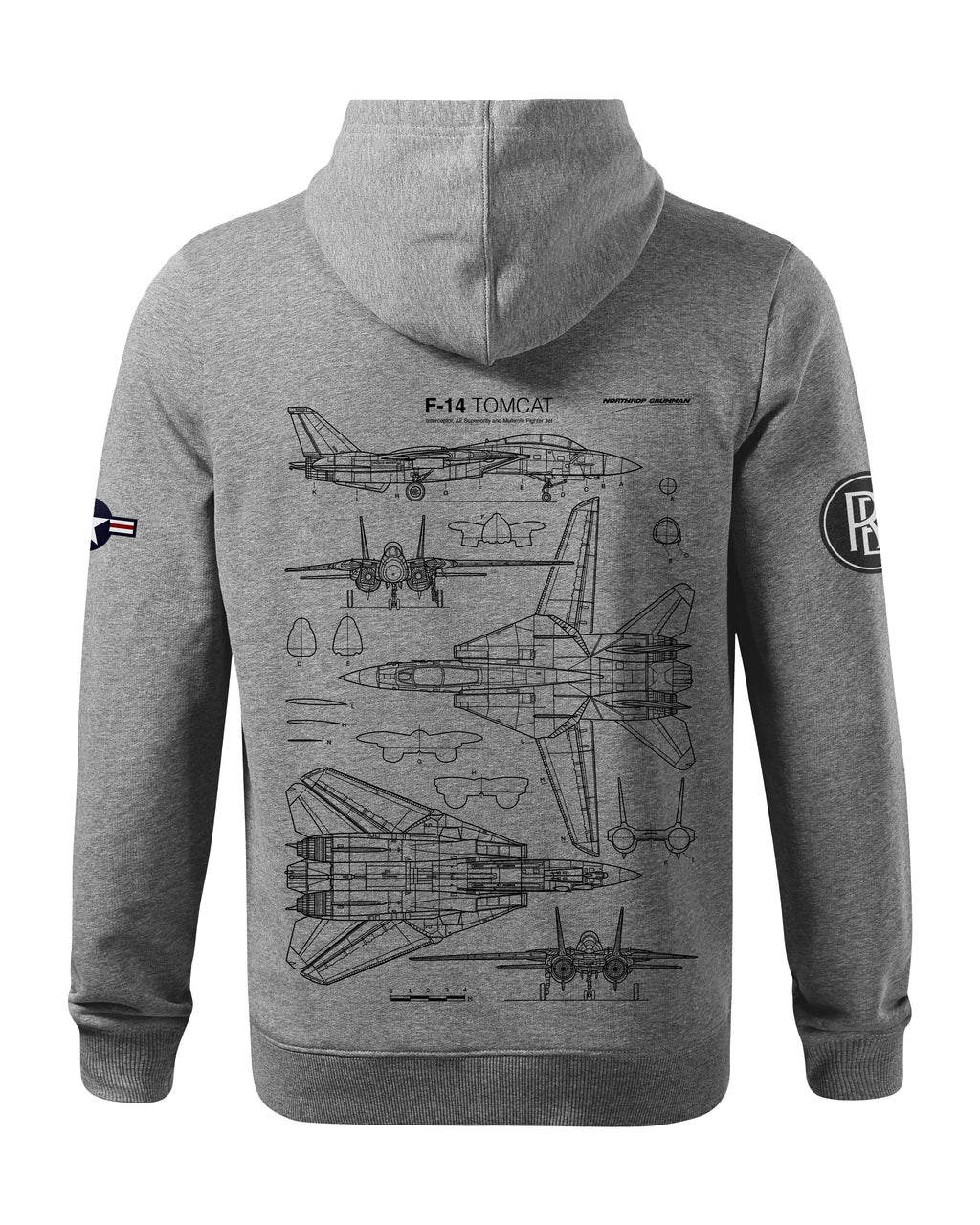 F-14 Tomcat Bluza z kapturem 320g czarna/szara