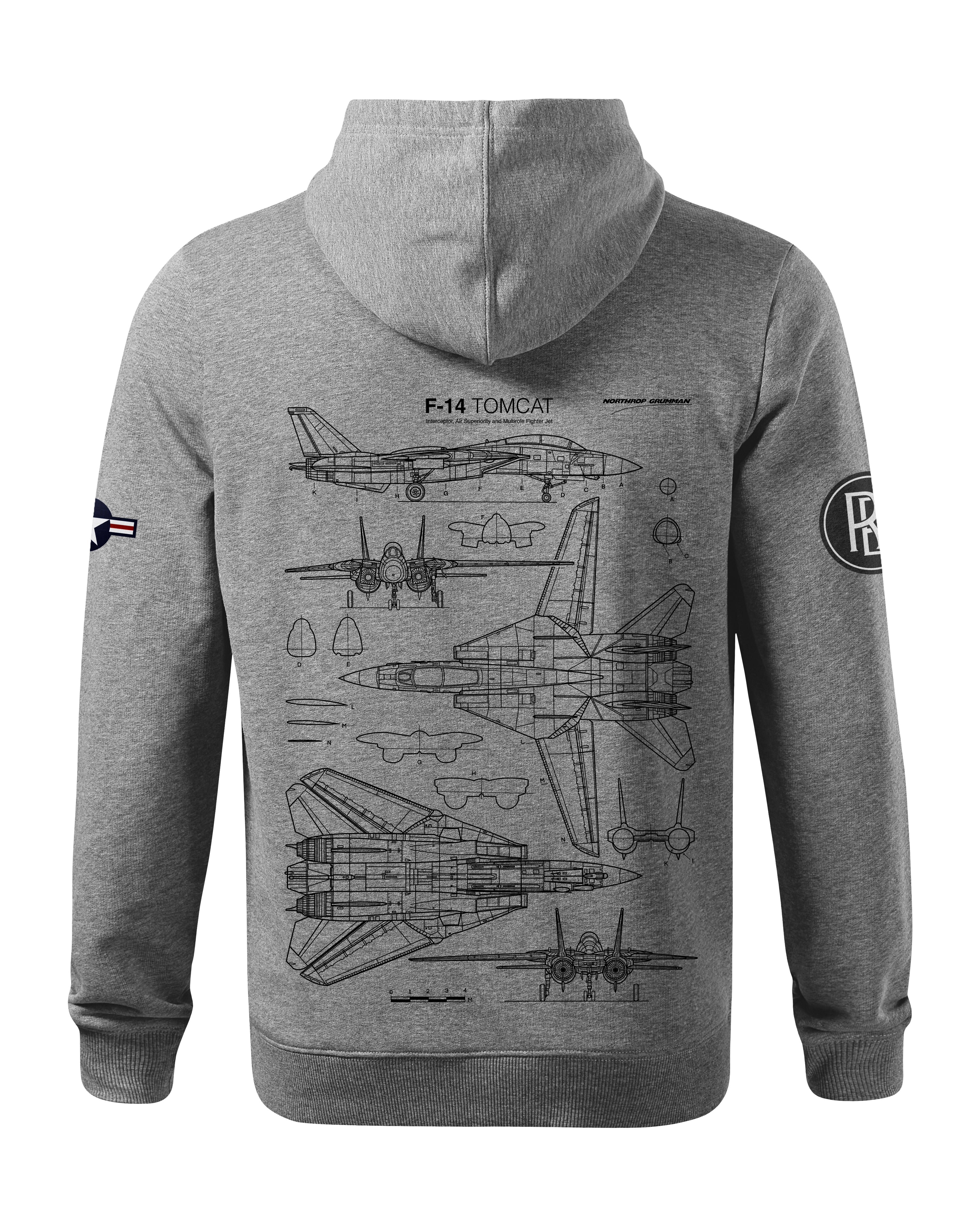 F-14 Tomcat Bluza z kapturem 320g czarna/szara