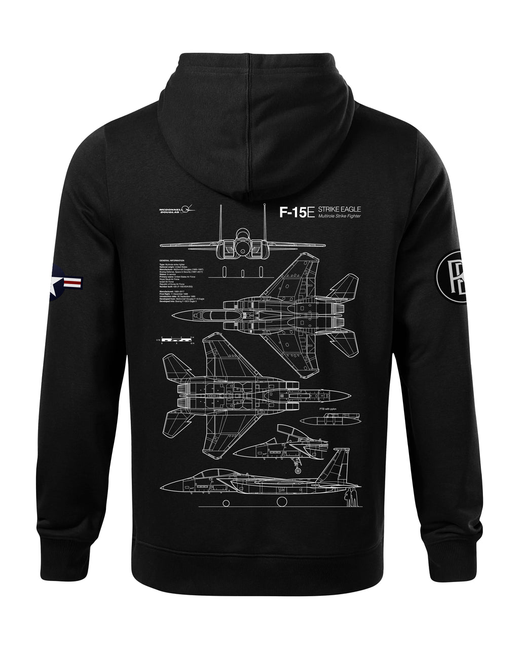 F-15E Hoodie 320g Black/Grey