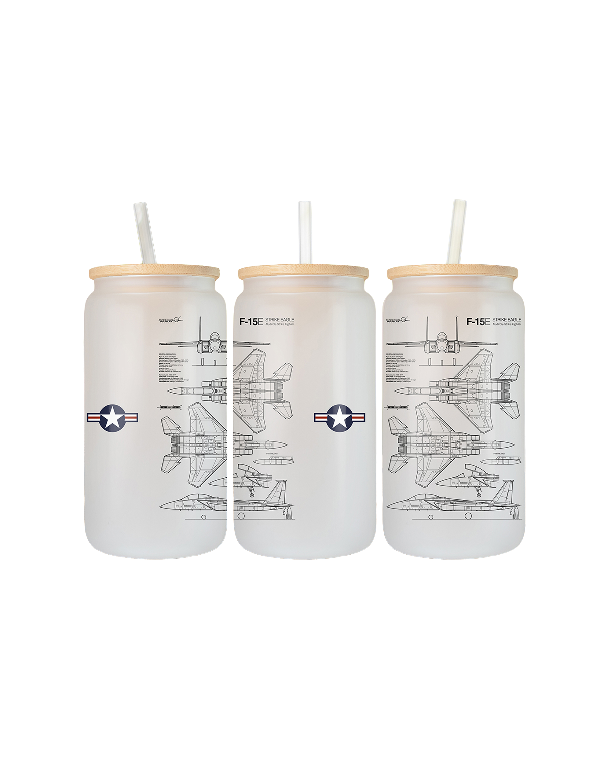 F-15E Szklanka z pokrywką i słomką 500 ml