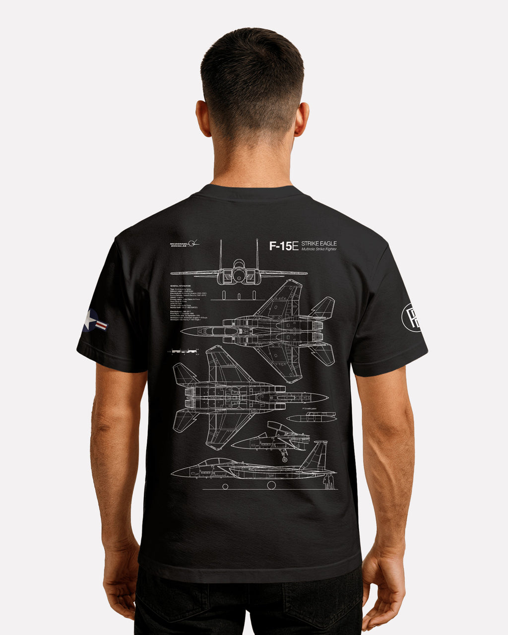 F-15E T-shirt Classic Unisex biała/czarna