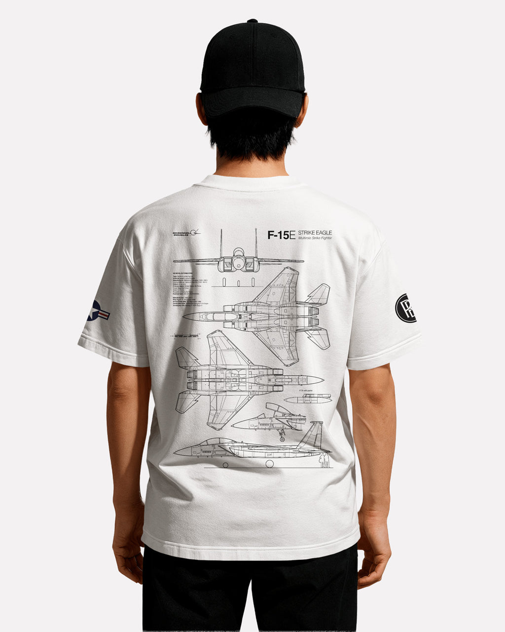 F-15E T-shirt Classic Unisex biała/czarna