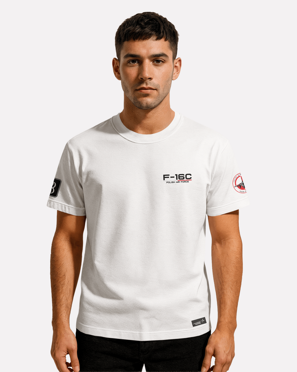 F-16 T-shirt Classic Unisex biała/czarna - seria 2