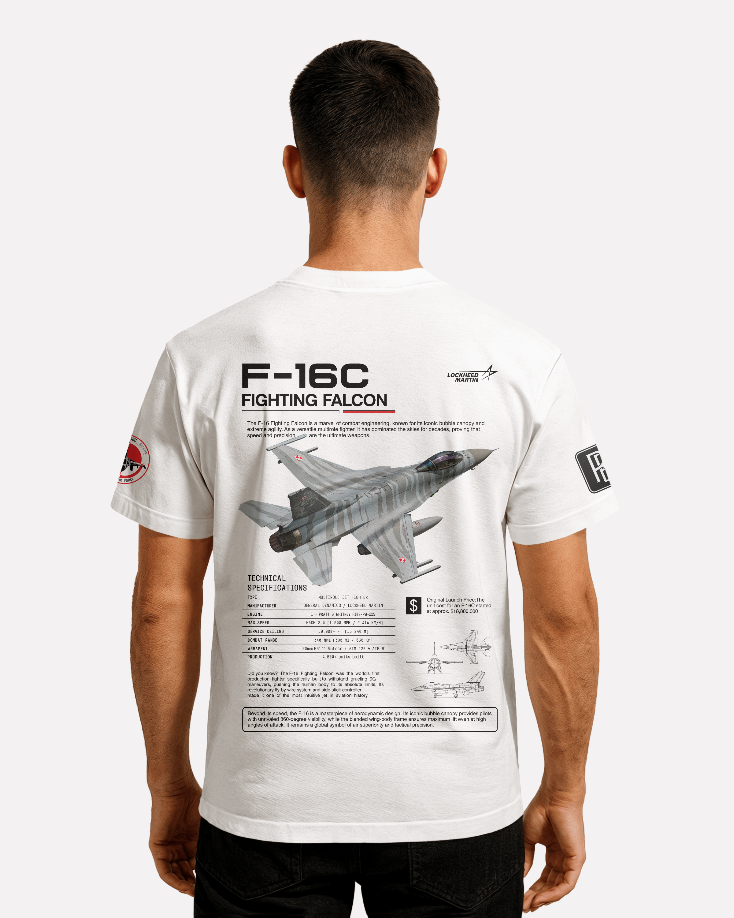 F-16 Classic Unisex T-shirt White/Black