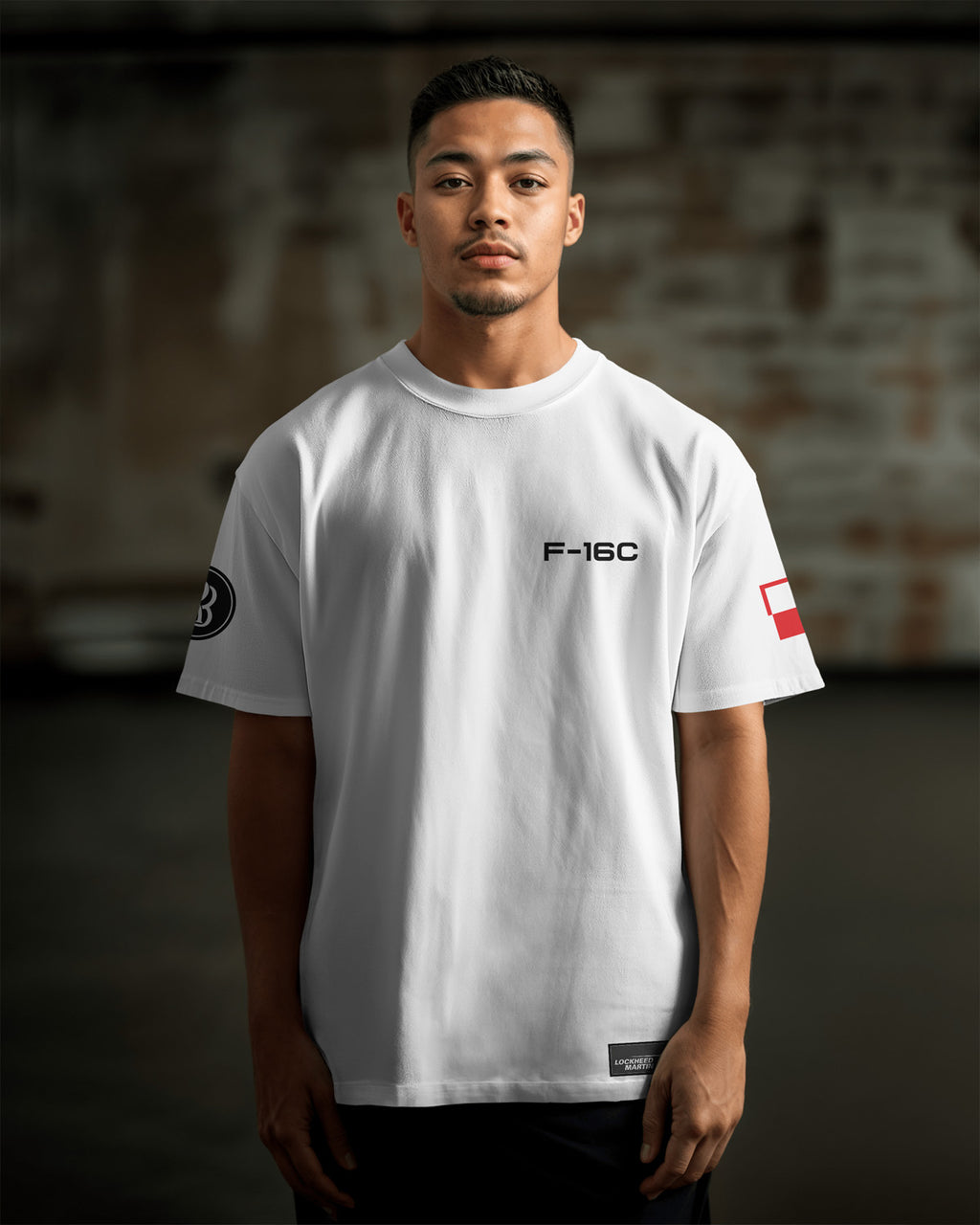 F-16 Oversize T-shirt Unisex biała/czarna
