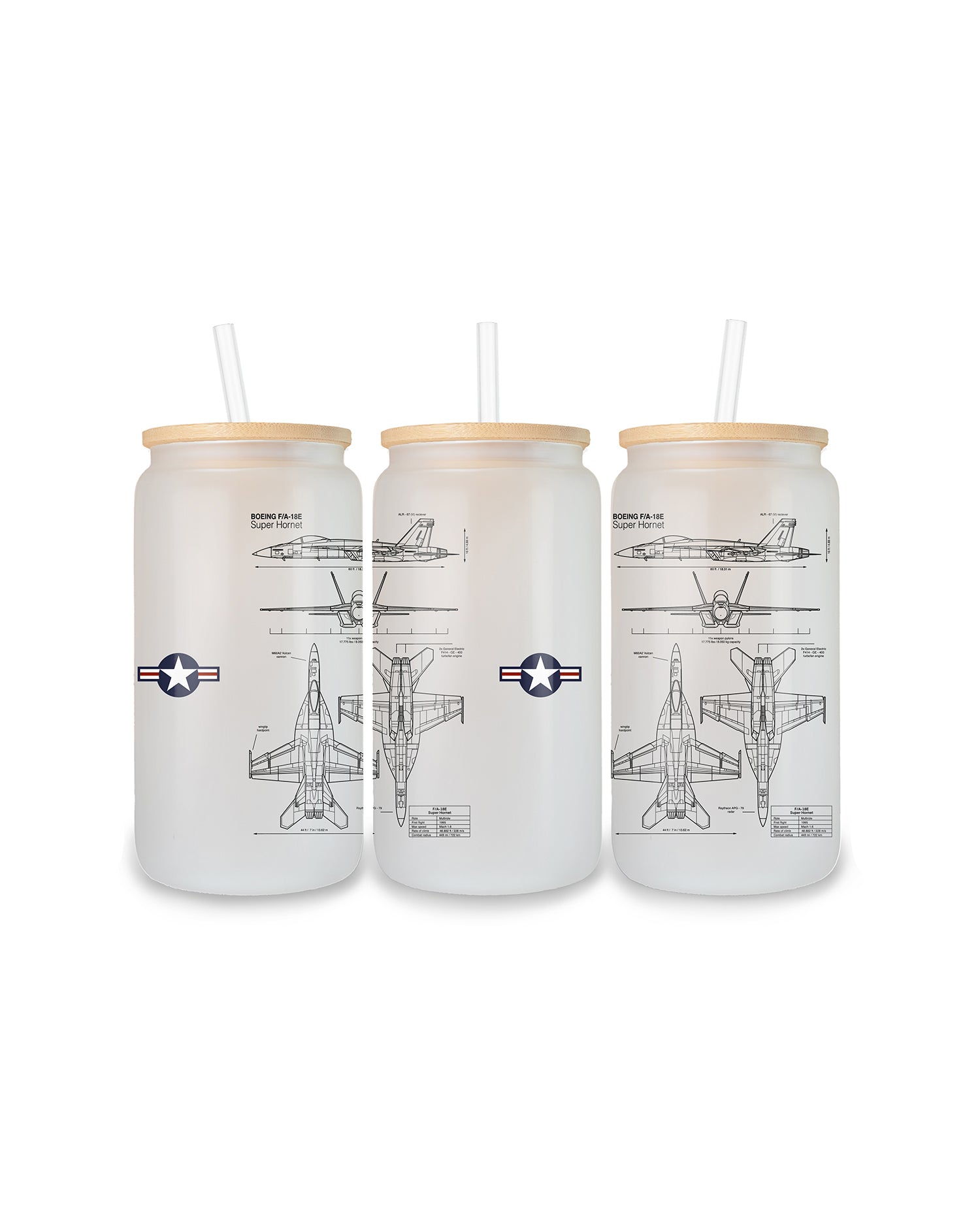 F-18 Hornet Glass with lid and straw 500 ml