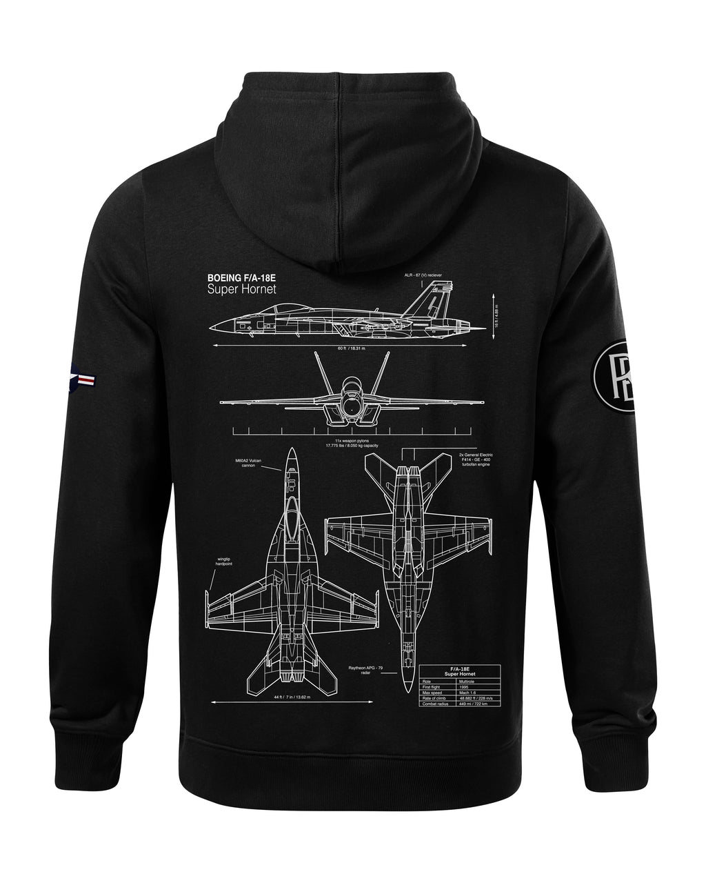 F-18 Hornet Hoodie 320g Black/Grey
