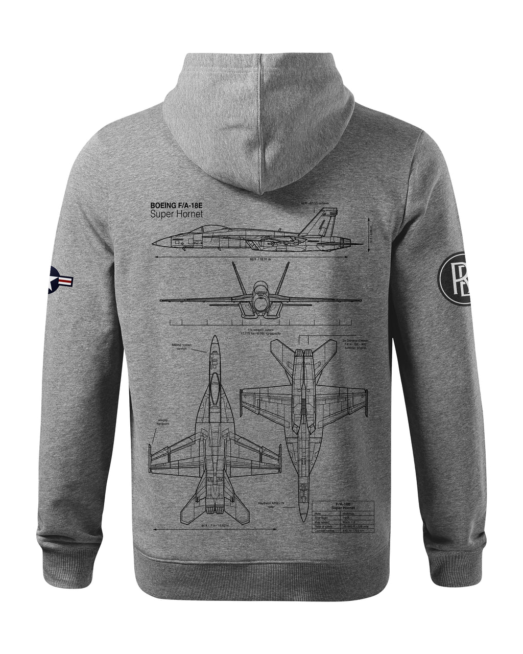 F-18 Hornet Hoodie 320g Black/Grey