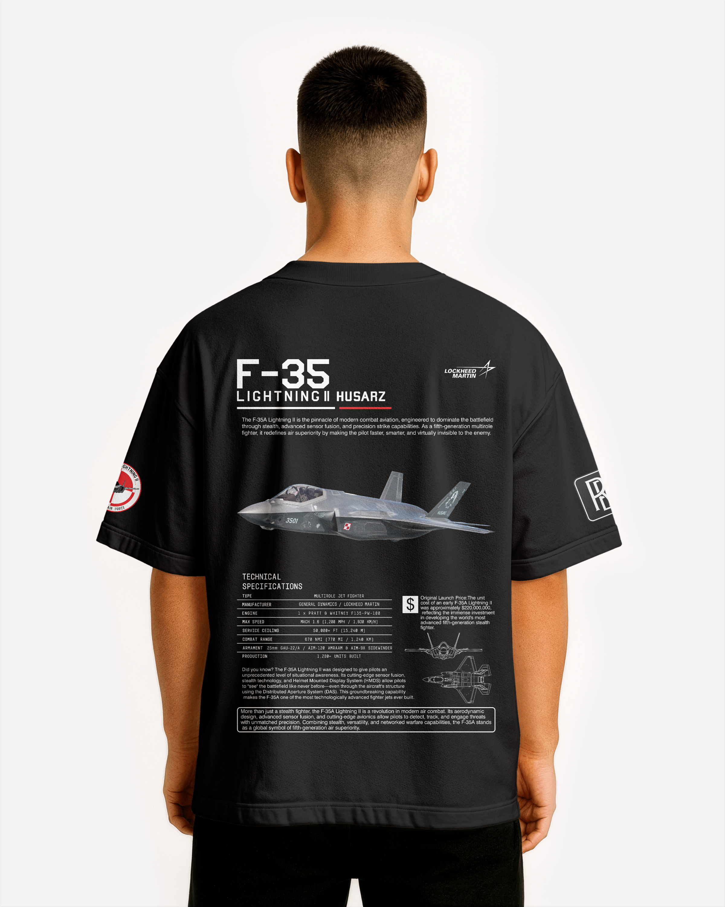 F-35A Oversize T-shirt Unisex White/Black