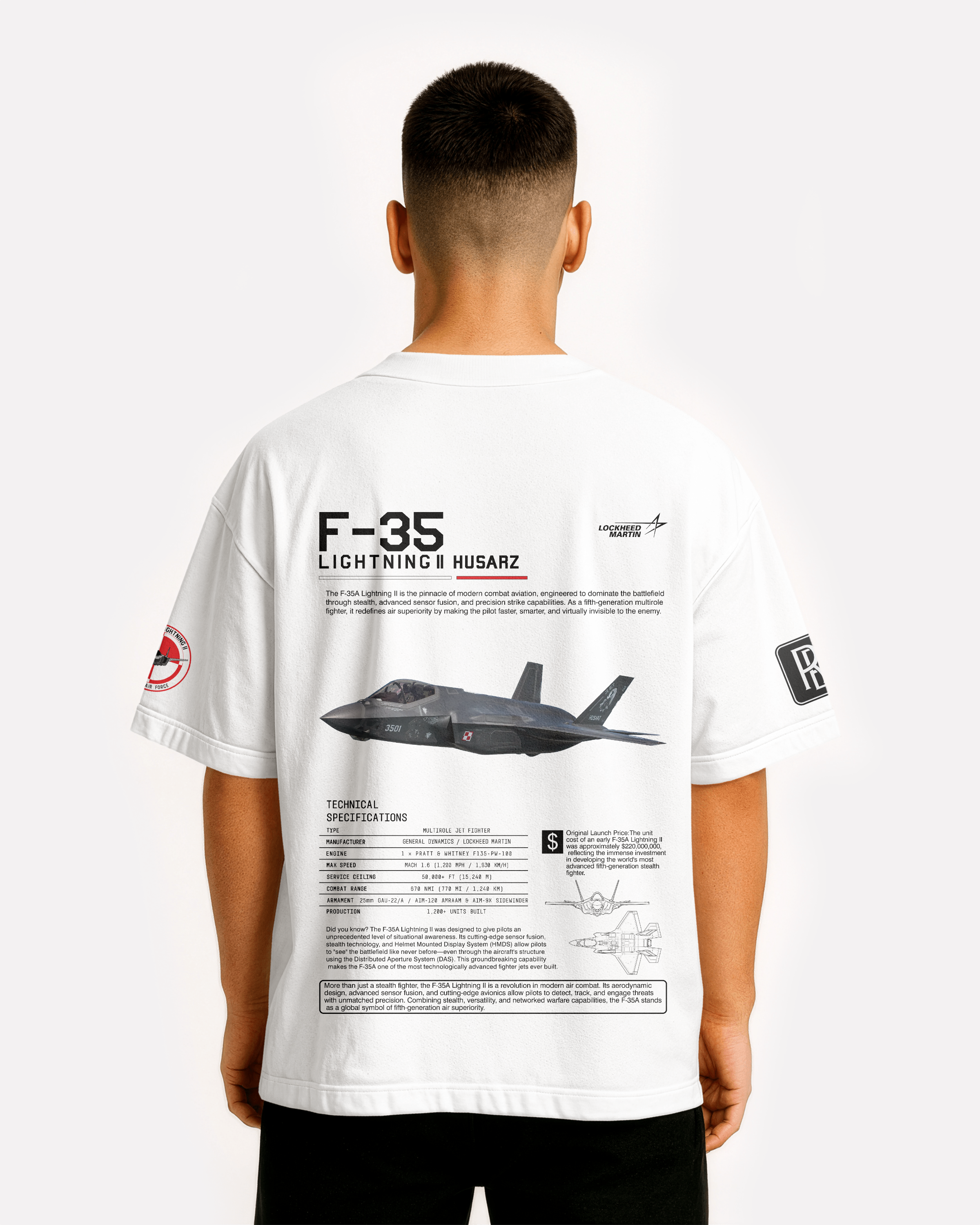 F-35A Oversize T-shirt Unisex White/Black