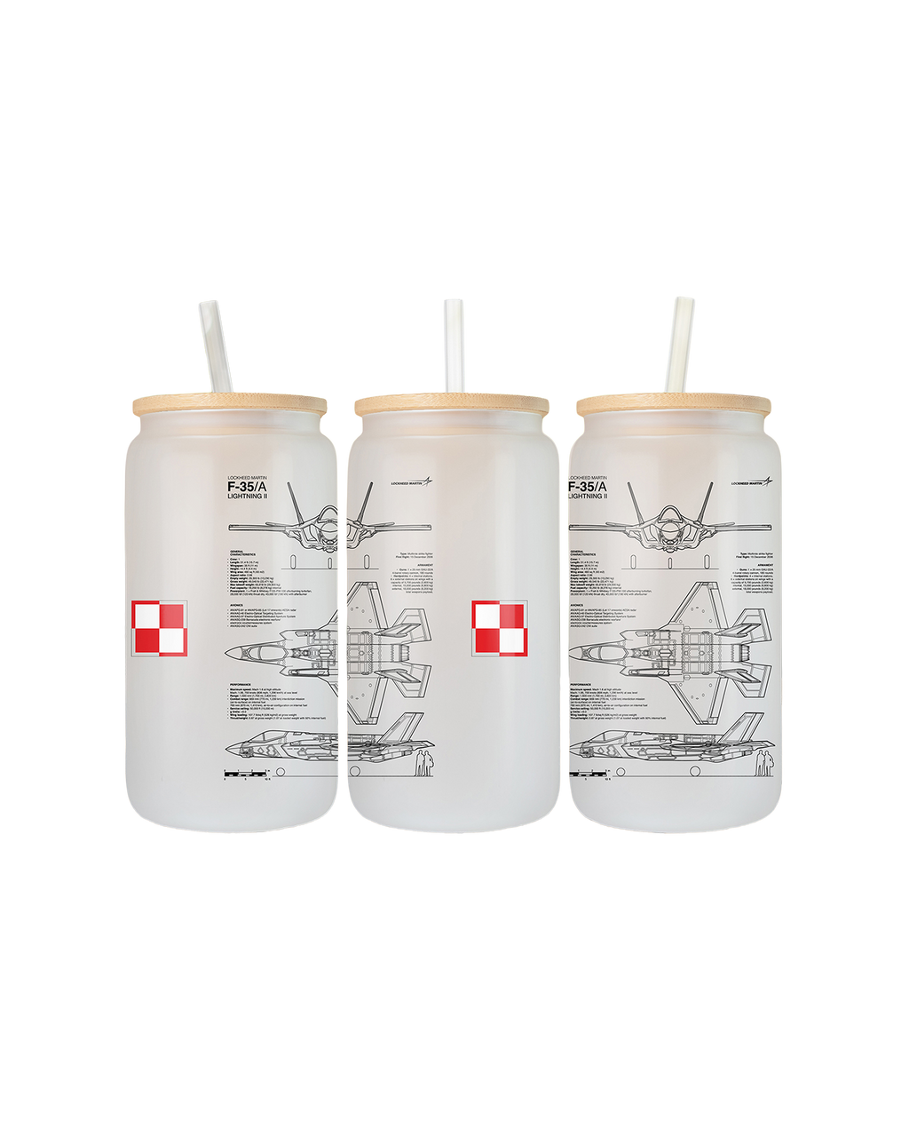 F-35A Szklanka z pokrywką i słomką 500 ml
