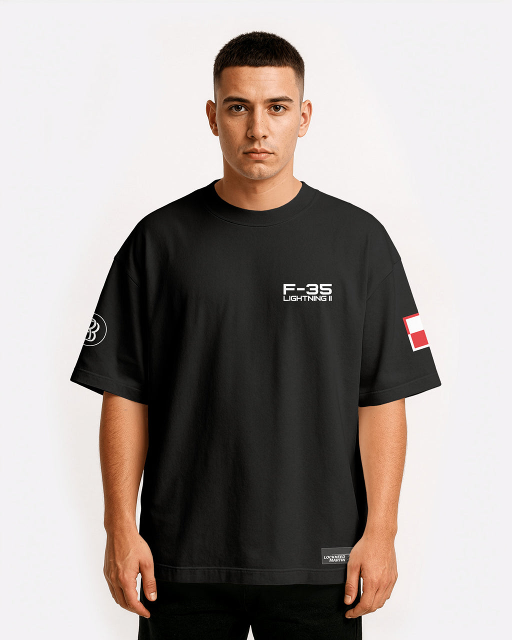 F-35A Oversize T-shirt Unisex biała/czarna