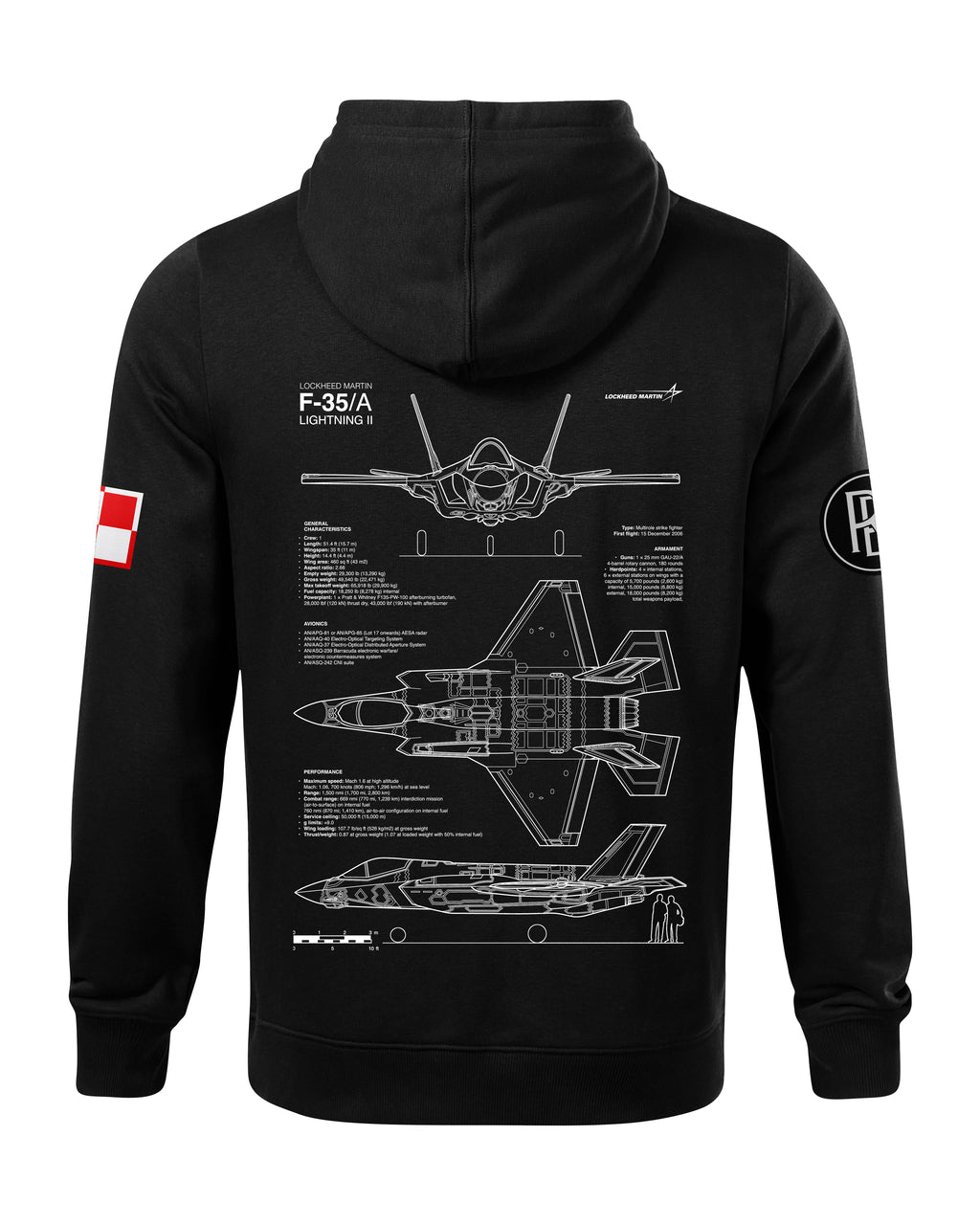 F-35A Hoodie 320g Black/Grey