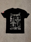 F-16 T-shirt Classic Unisex biała/czarna