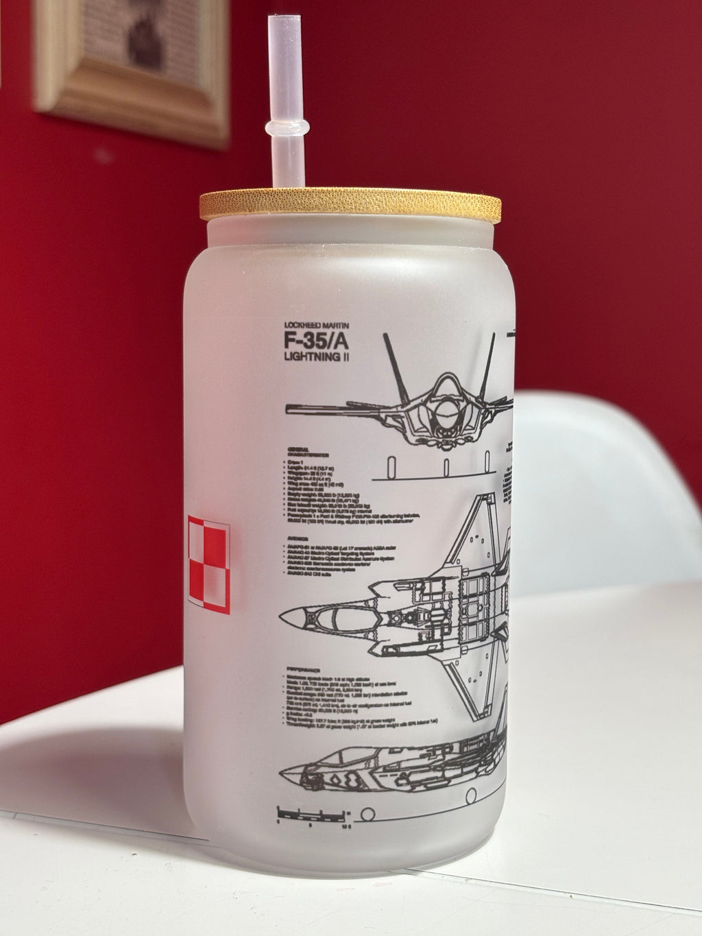 F-35A Szklanka z pokrywką i słomką 500 ml