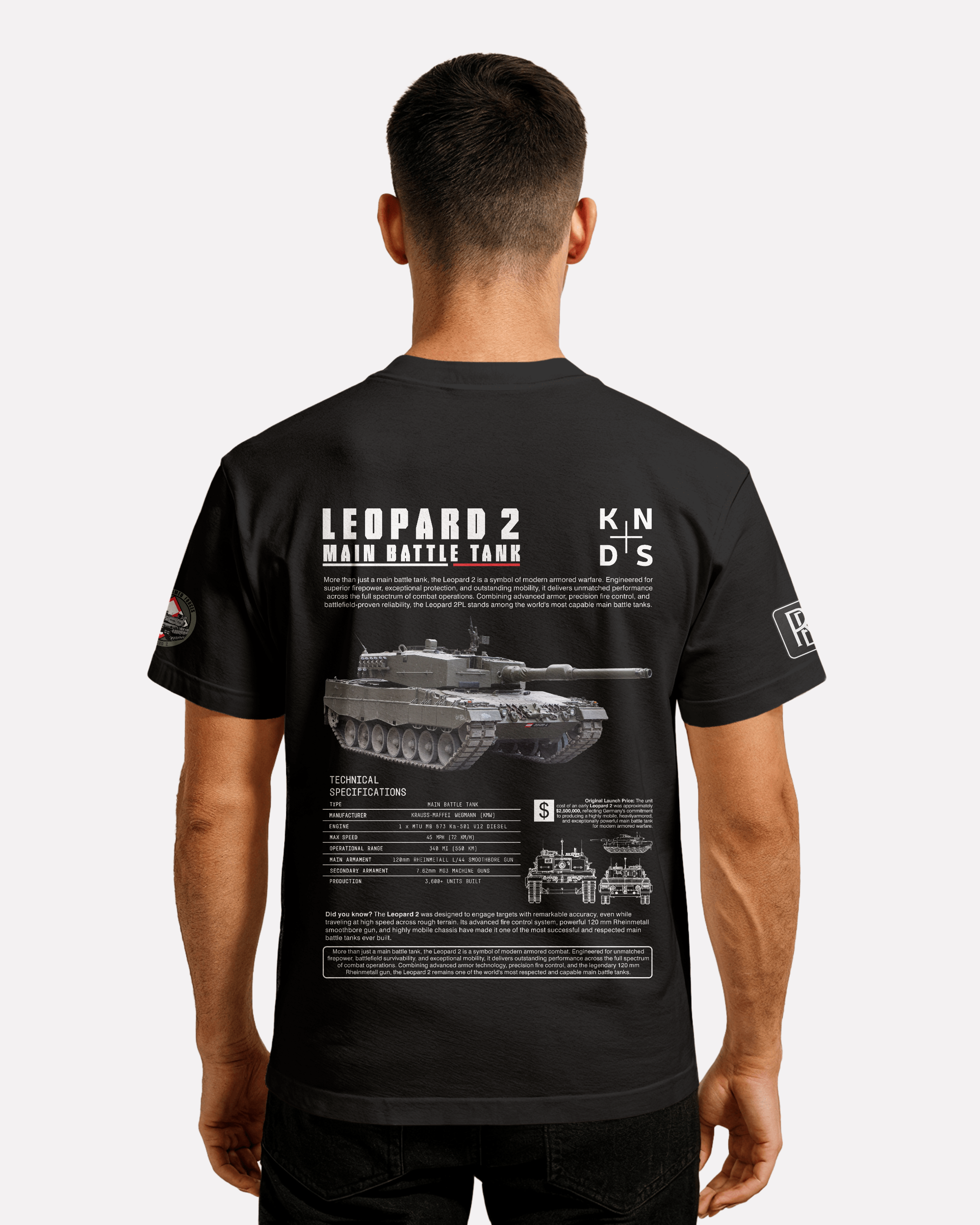 Leopard 2 PL Classic Unisex T-shirt White/Black