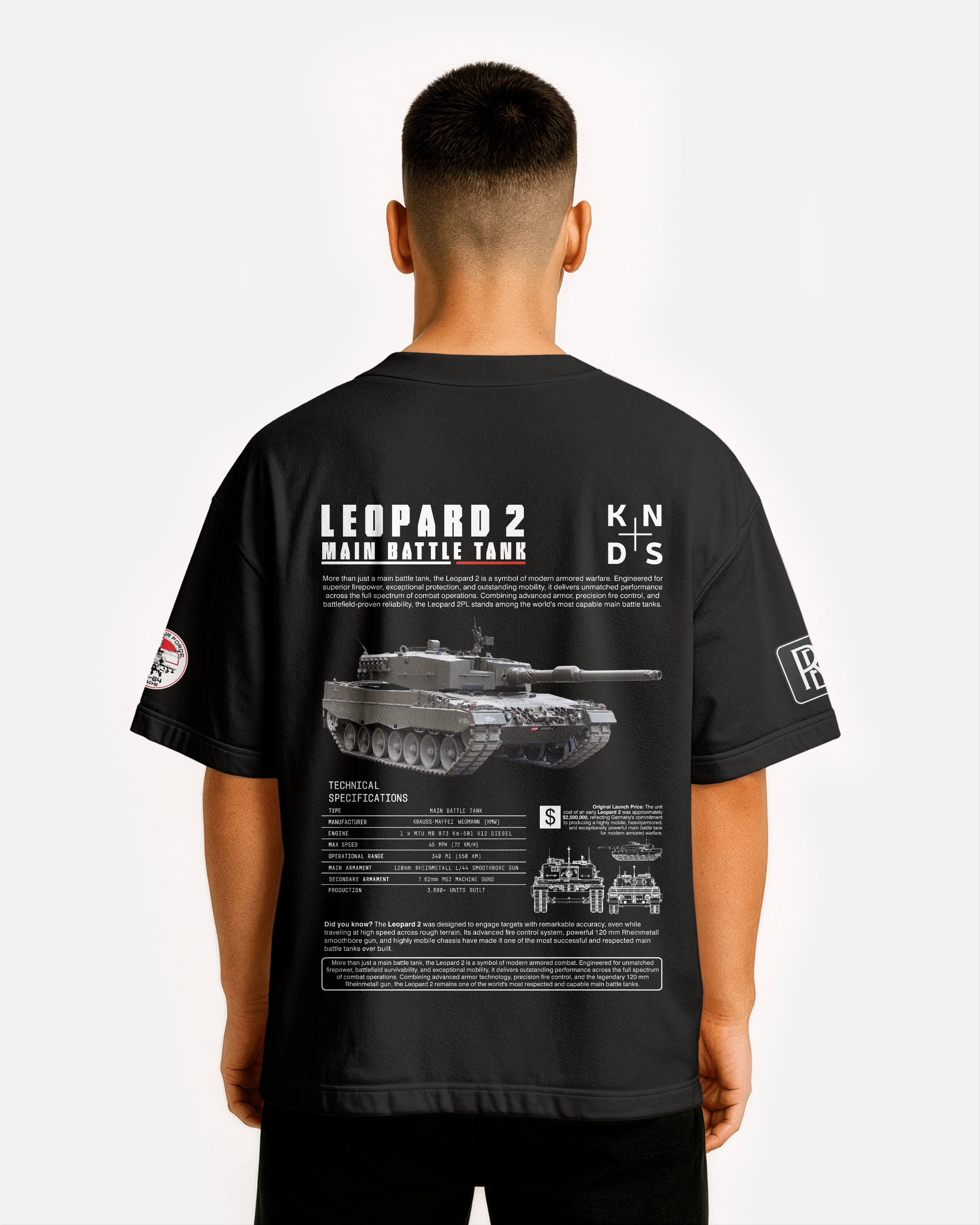 Leopard 2 PL Oversize T-shirt Unisex White/Black