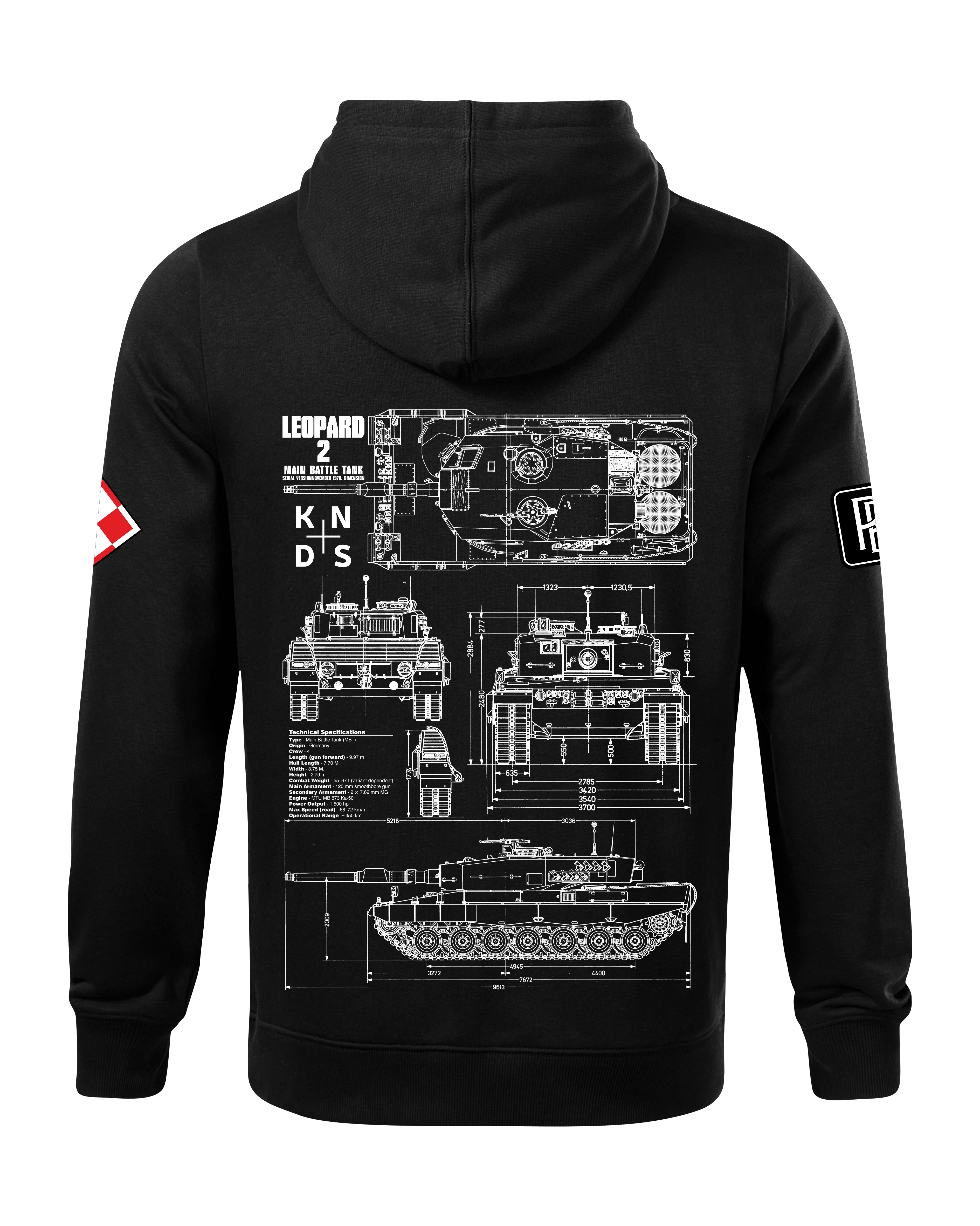 Leopard 2 PL Bluza z kapturem 320g czarna/szara
