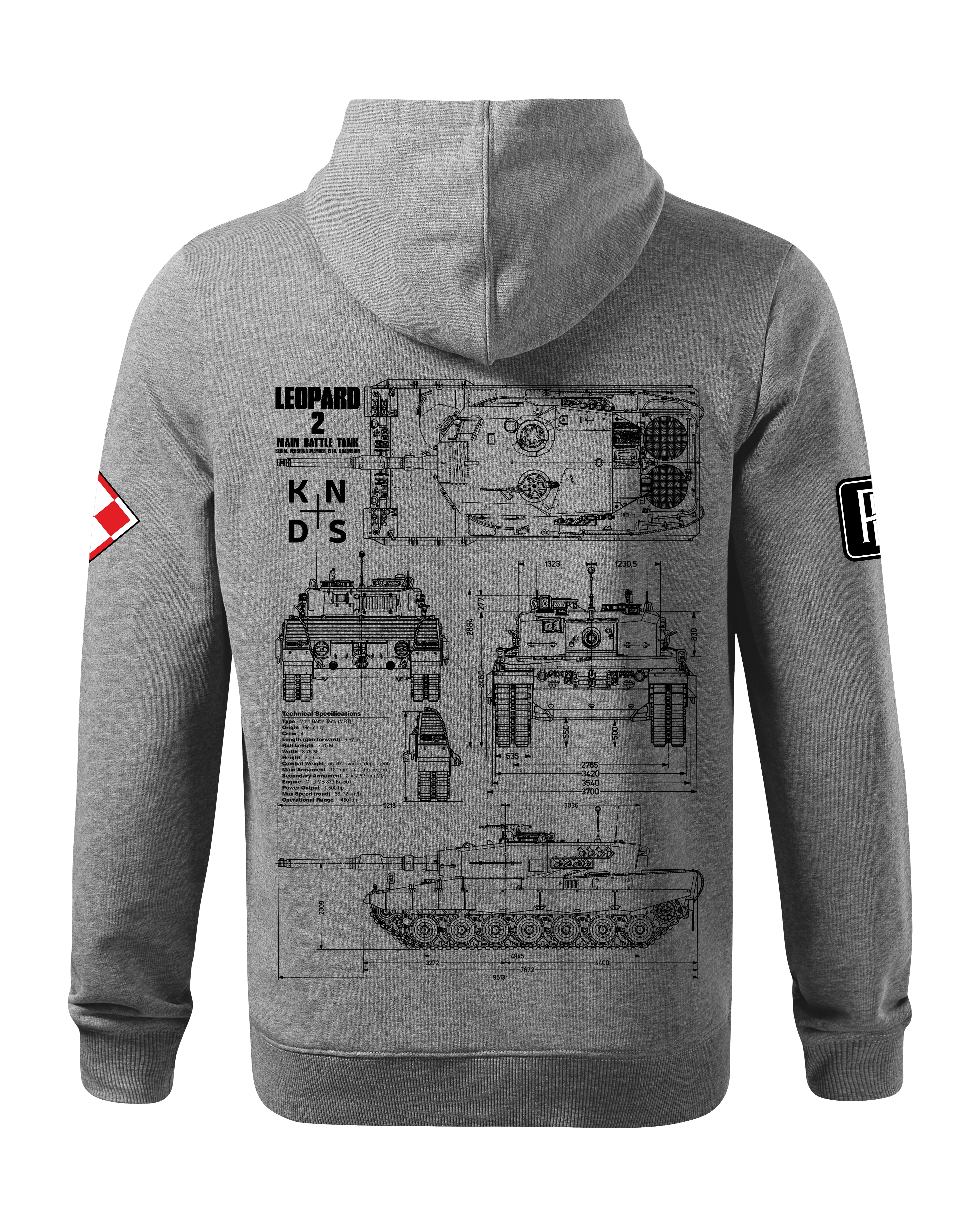 Leopard 2 PL Bluza z kapturem 320g czarna/szara