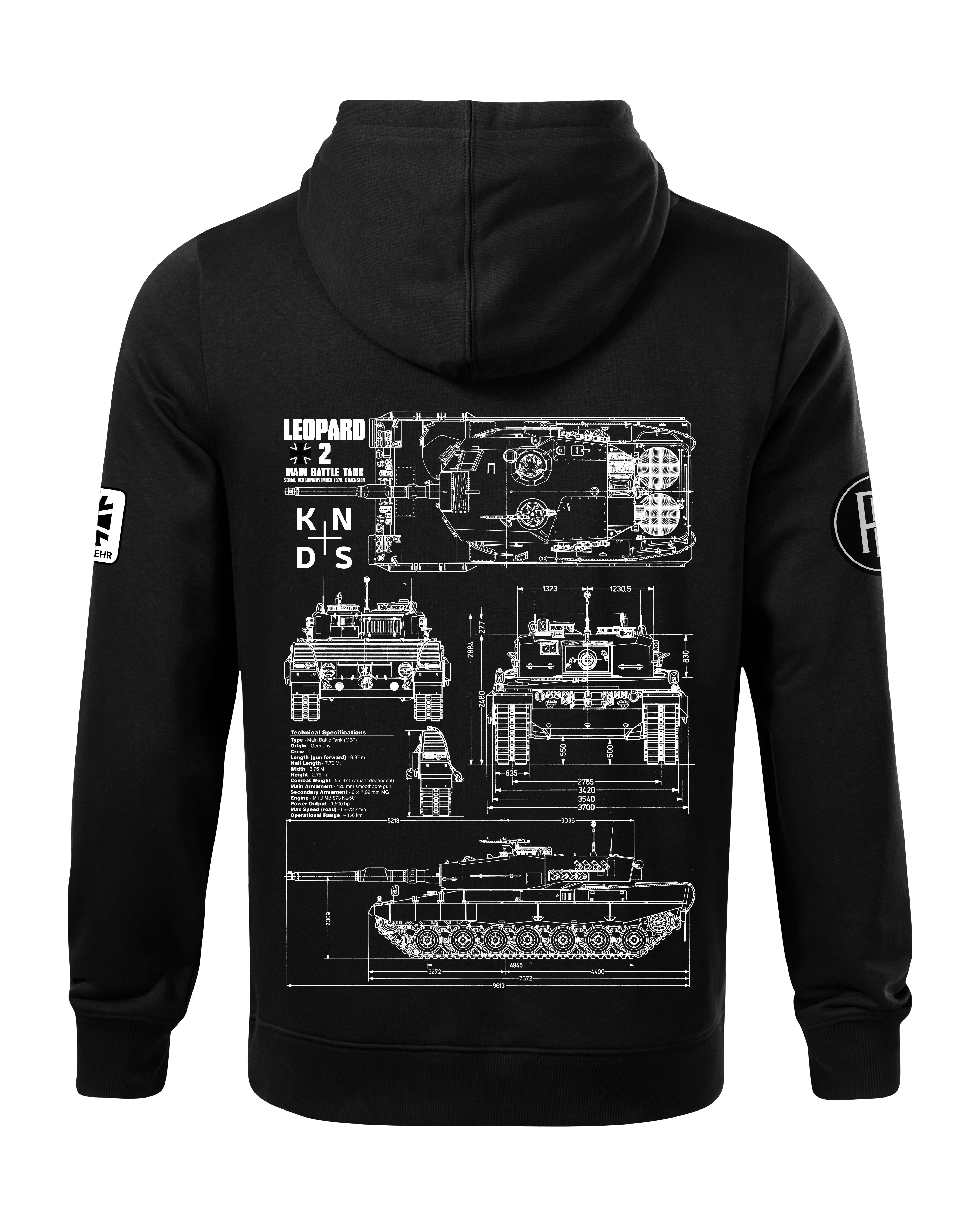Leopard 2 Budeswera Bluza z kapturem 320g czarna/szara