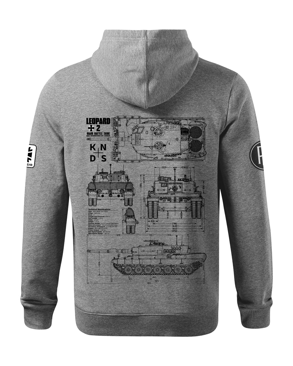 Leopard 2 Budeswera Bluza z kapturem 320g czarna/szara