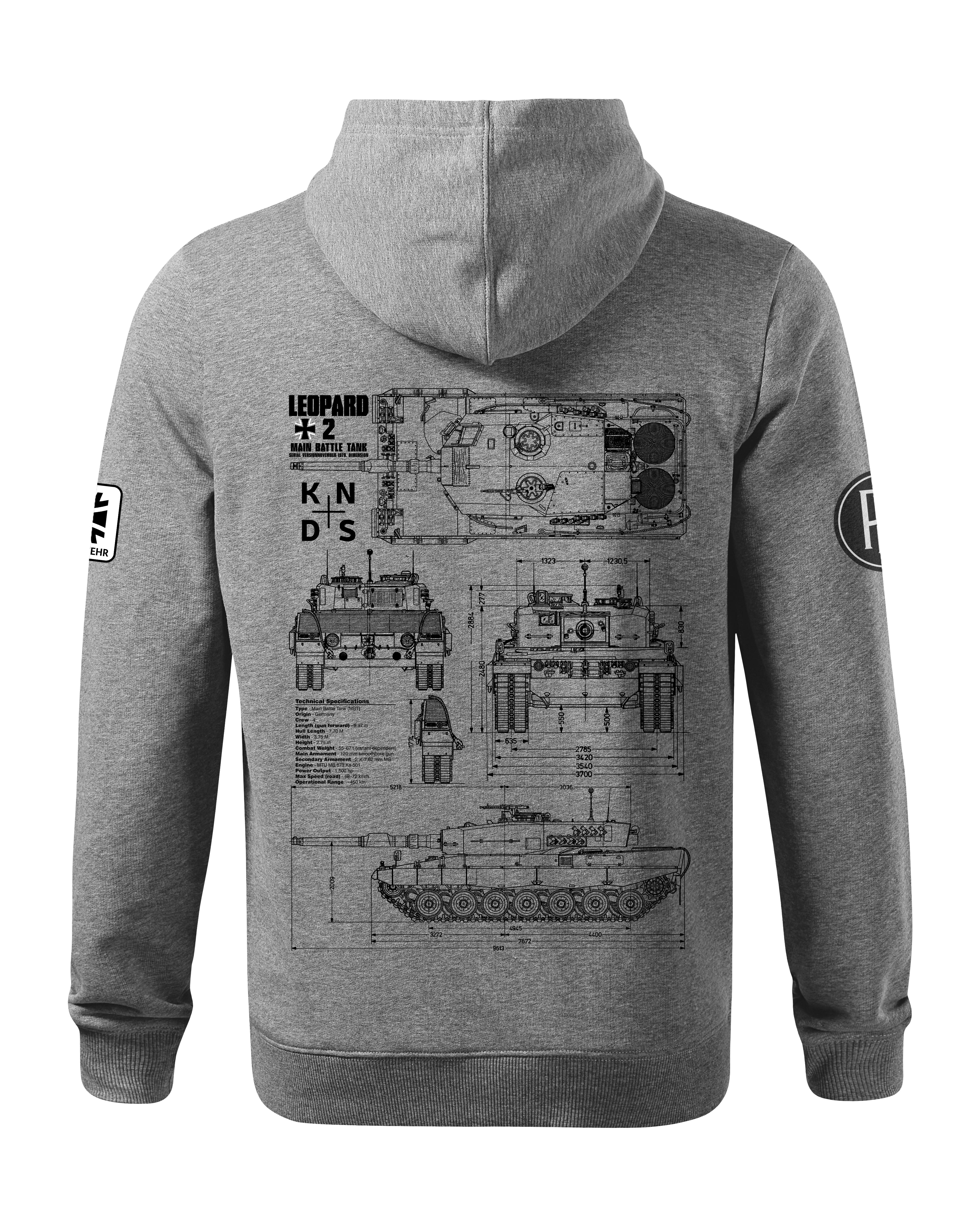 Leopard 2 Budeswera Bluza z kapturem 320g czarna/szara