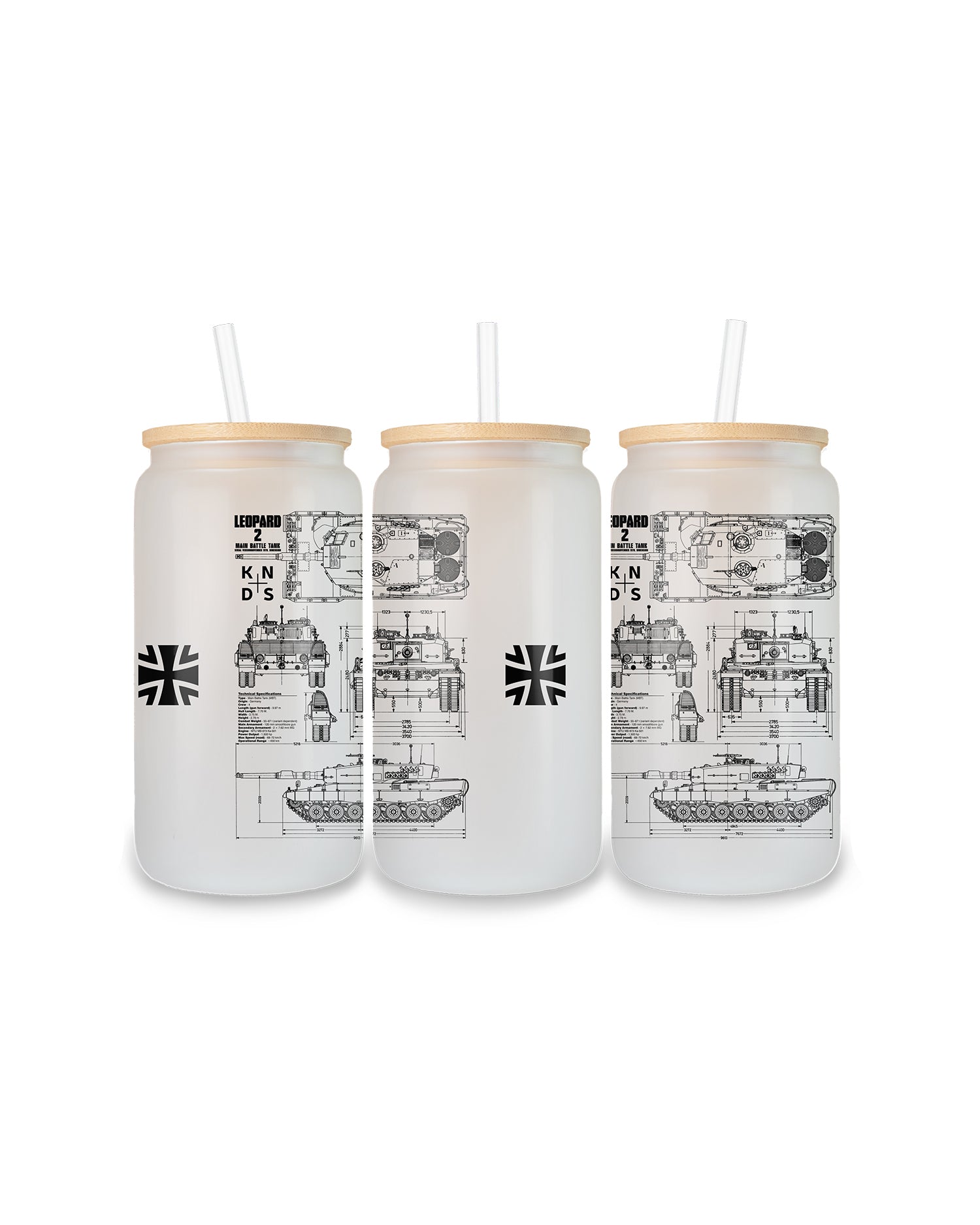 Leopard 2 Budeswera Szklanka z pokrywką i słomką 500 ml