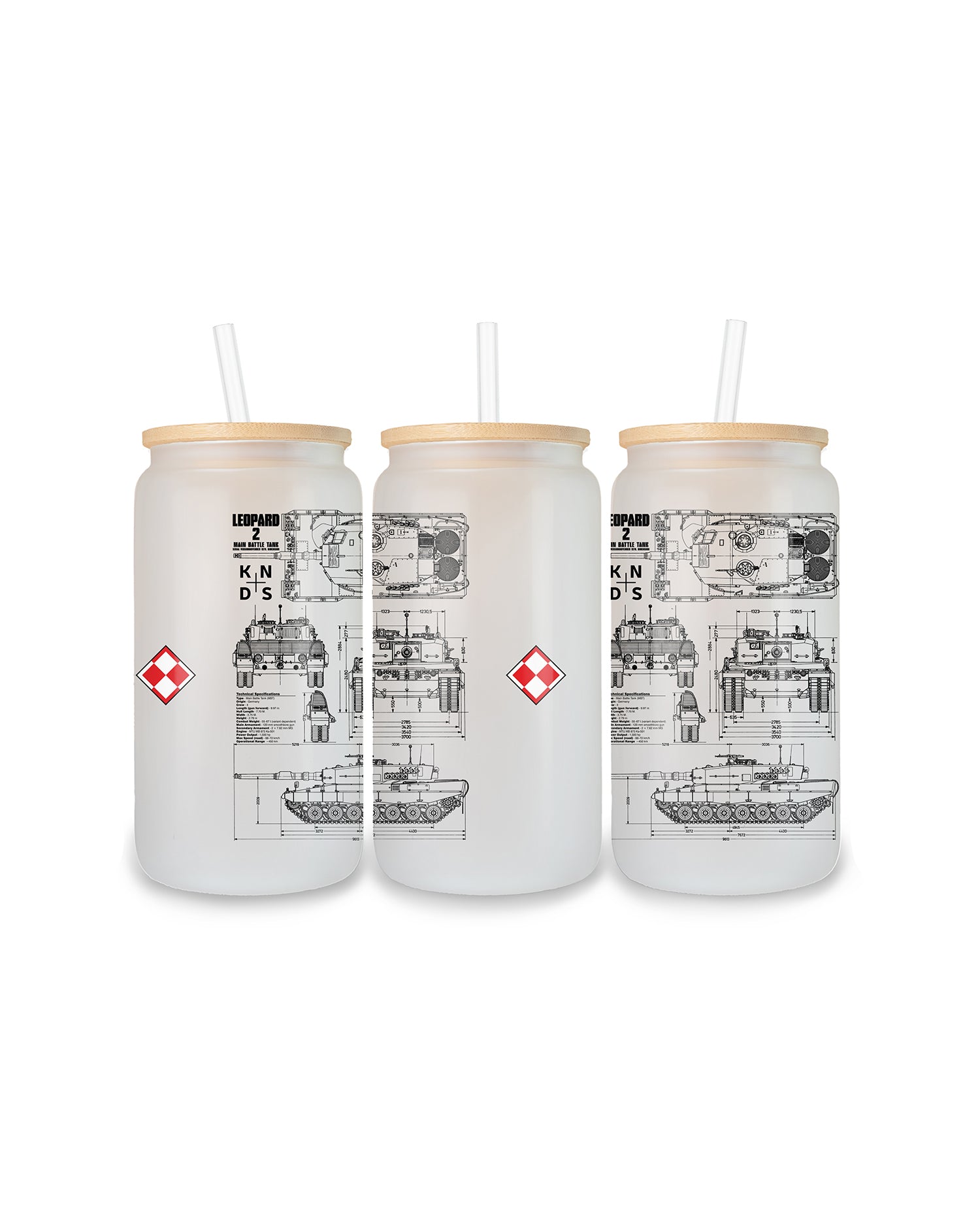Leopard 2 PL Szklanka z pokrywką i słomką 500 ml
