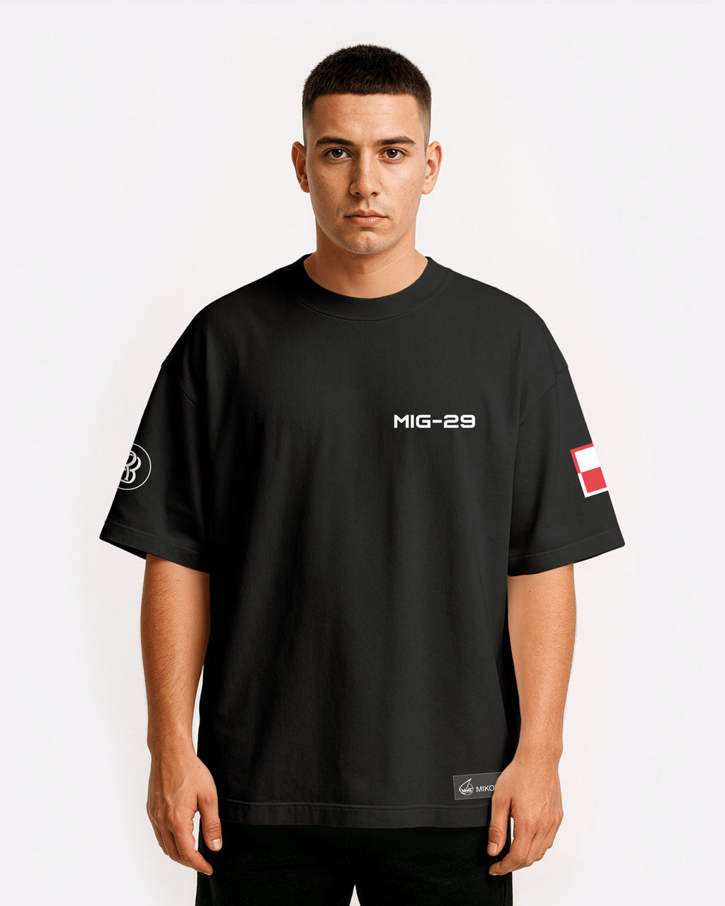 MIG-29 Oversize T-shirt Unisex biała/czarna
