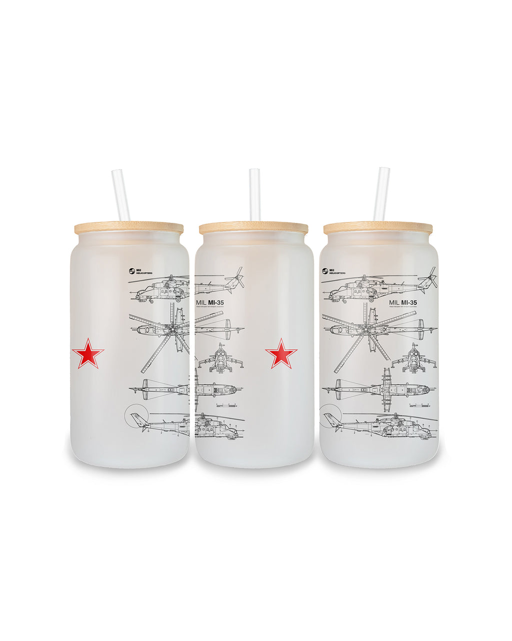 Mi-35 Szklanka z pokrywką i słomką 500 ml